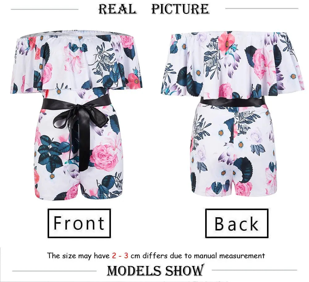 Boho Women Off Shoulder Floral Bodycon Romper Jumpsuit Summer Club Tights Bodysuit - Blade & Thread