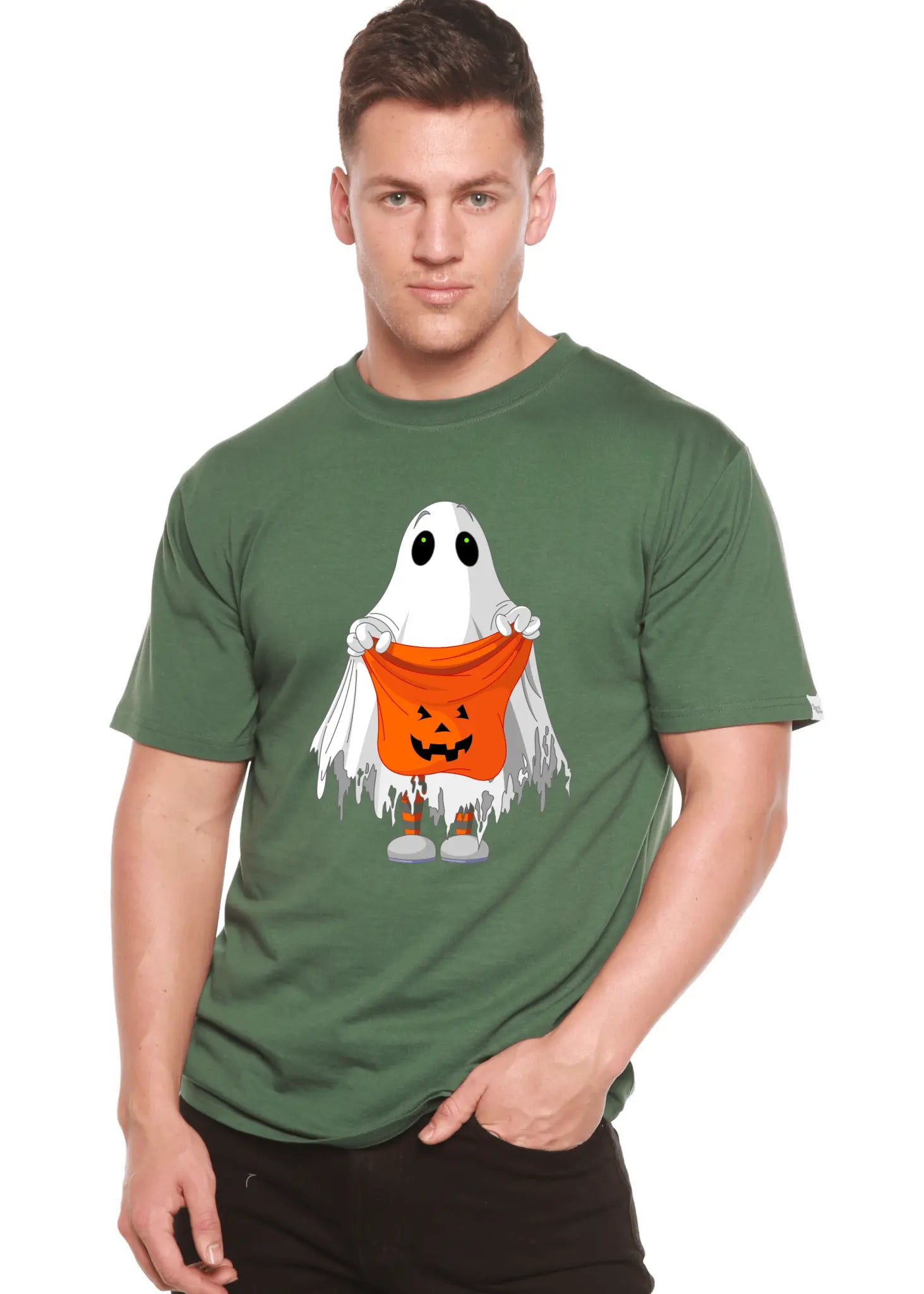 Boo Halloween Men's Bamboo Viscose/Organic Cotton Short Sleeve Graphic T-Shirt - Blade & Thread