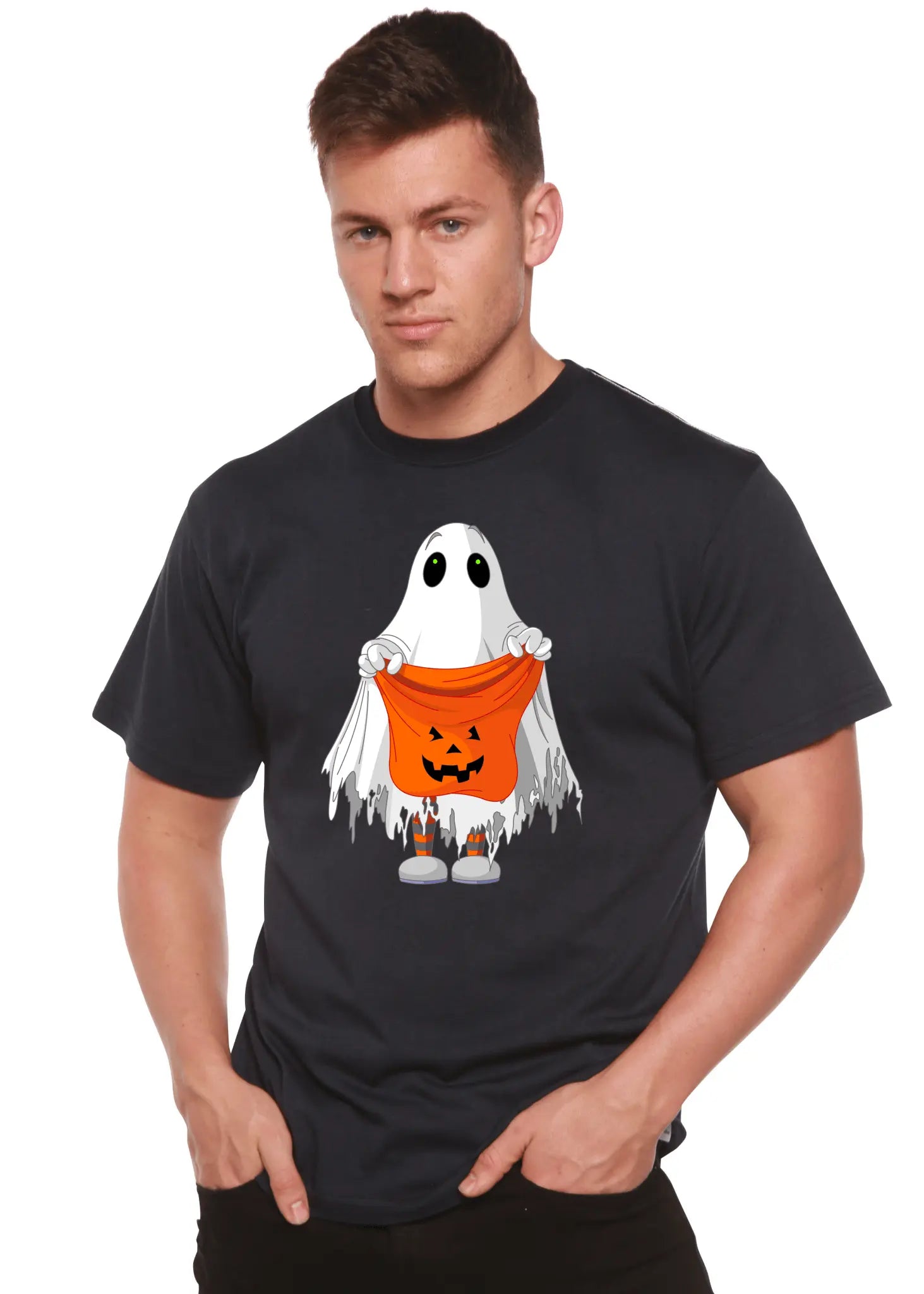 Boo Halloween Men's Bamboo Viscose/Organic Cotton Short Sleeve Graphic T-Shirt Spun Bamboo