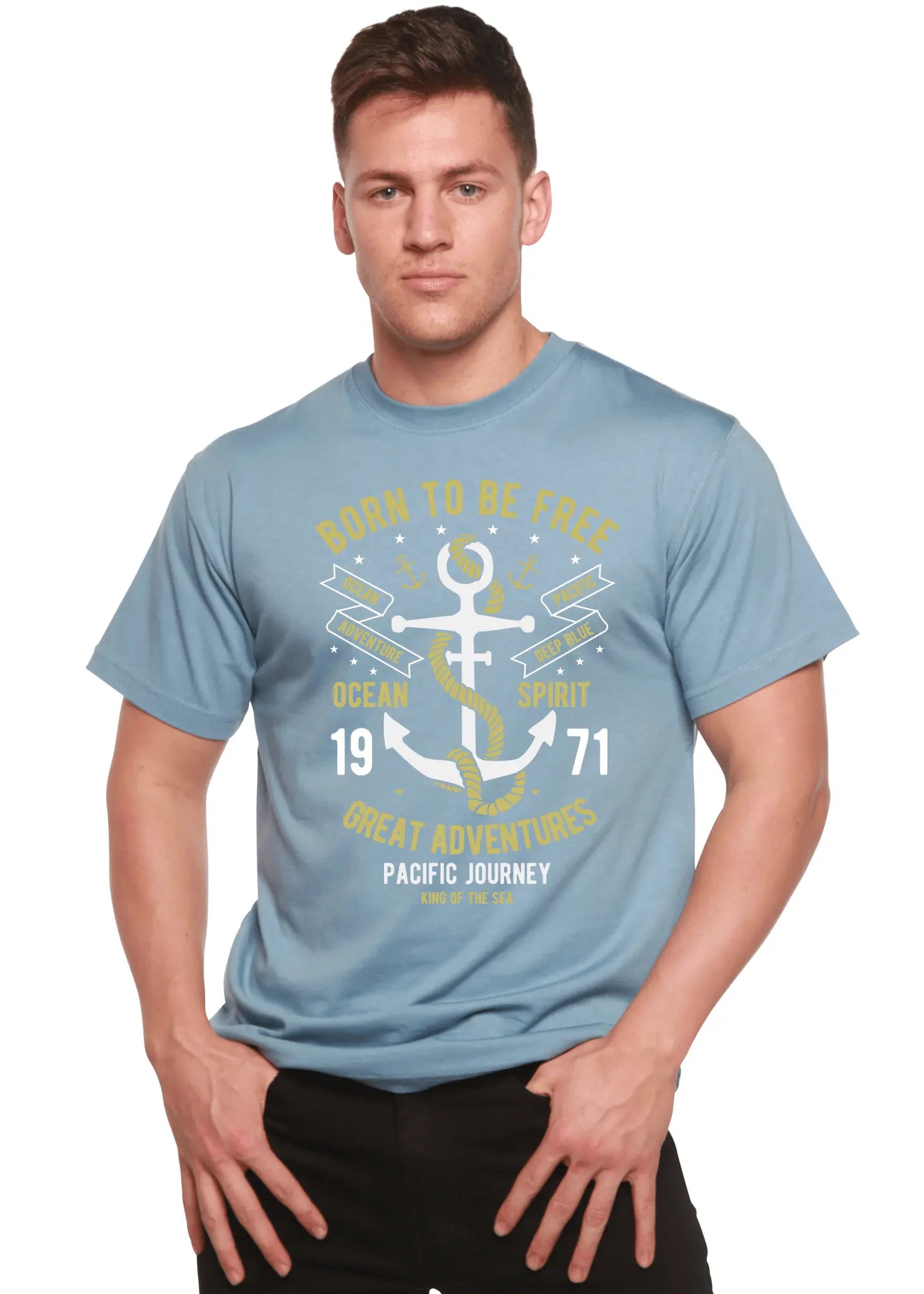 Born To Be Free Men's Bamboo Viscose/Organic Cotton Short Sleeve Graphic T-Shirt - Blade & Thread