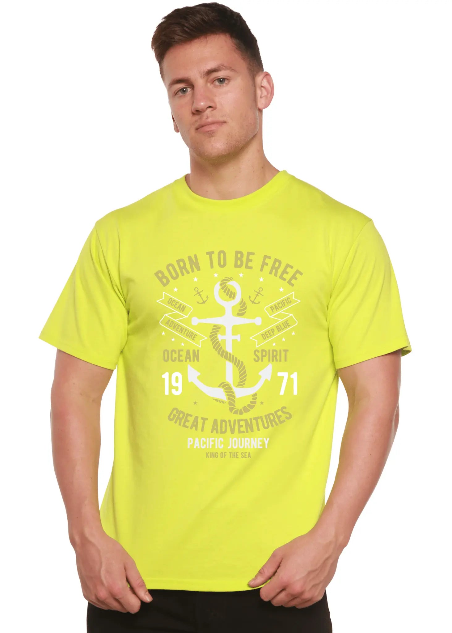 Born To Be Free Men's Bamboo Viscose/Organic Cotton Short Sleeve Graphic T-Shirt Spun Bamboo