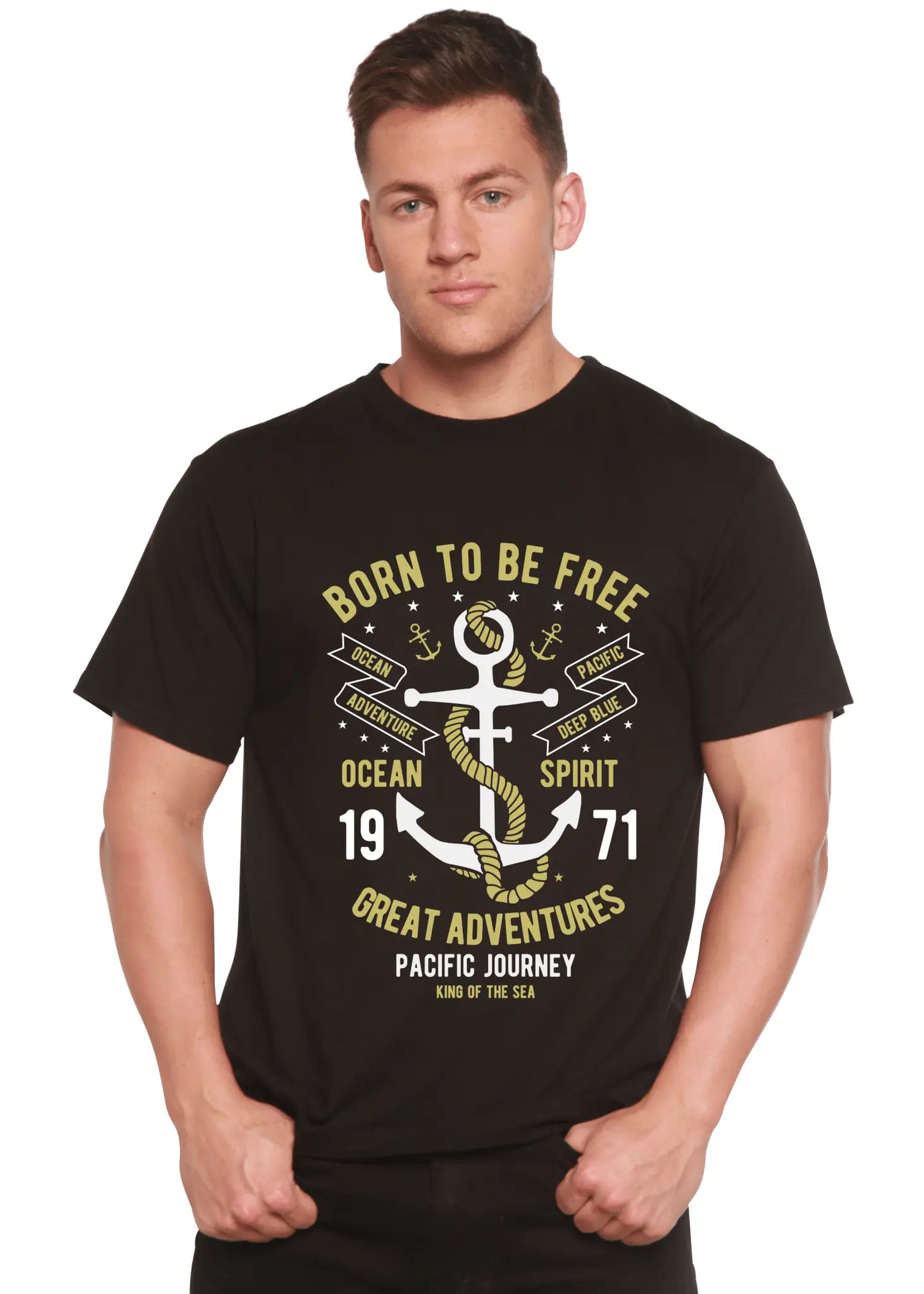 Born To Be Free Men's Bamboo Viscose/Organic Cotton Short Sleeve Graphic T-Shirt - Blade & Thread