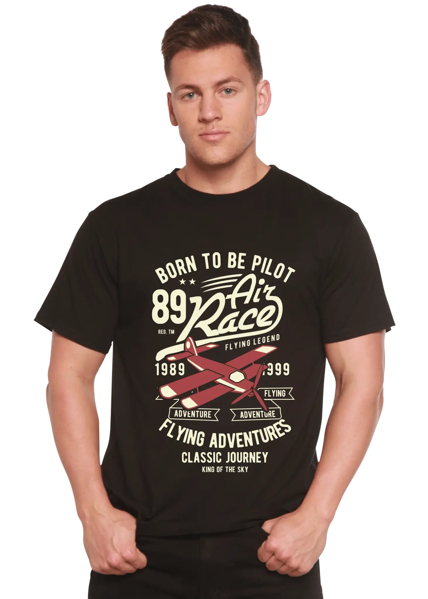 Born To Be Pilot Men's Bamboo Viscose/Organic Cotton Short Sleeve Graphic T-Shirt - Blade & Thread