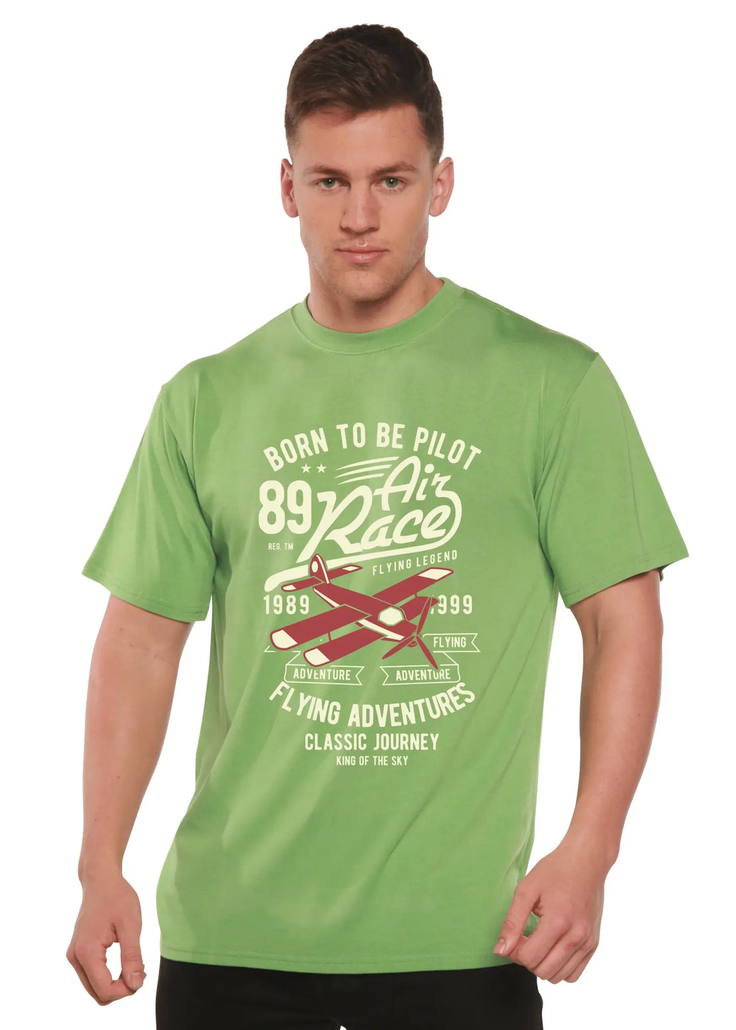 Born To Be Pilot Men's Bamboo Viscose/Organic Cotton Short Sleeve Graphic T-Shirt - Blade & Thread