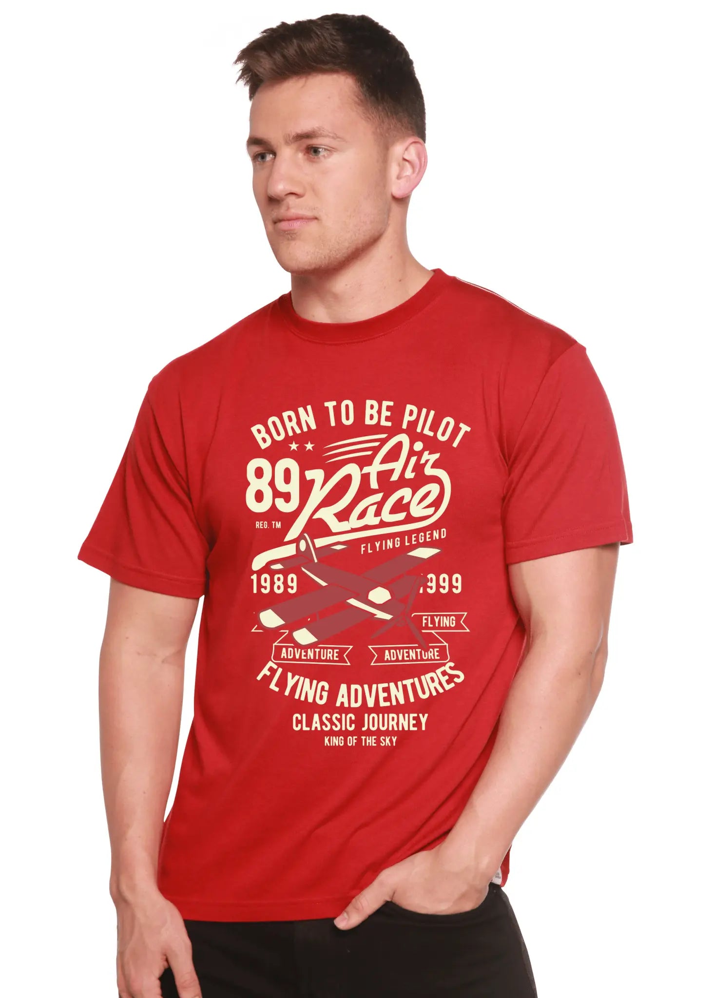 Born To Be Pilot Men's Bamboo Viscose/Organic Cotton Short Sleeve Graphic T-Shirt - Blade & Thread