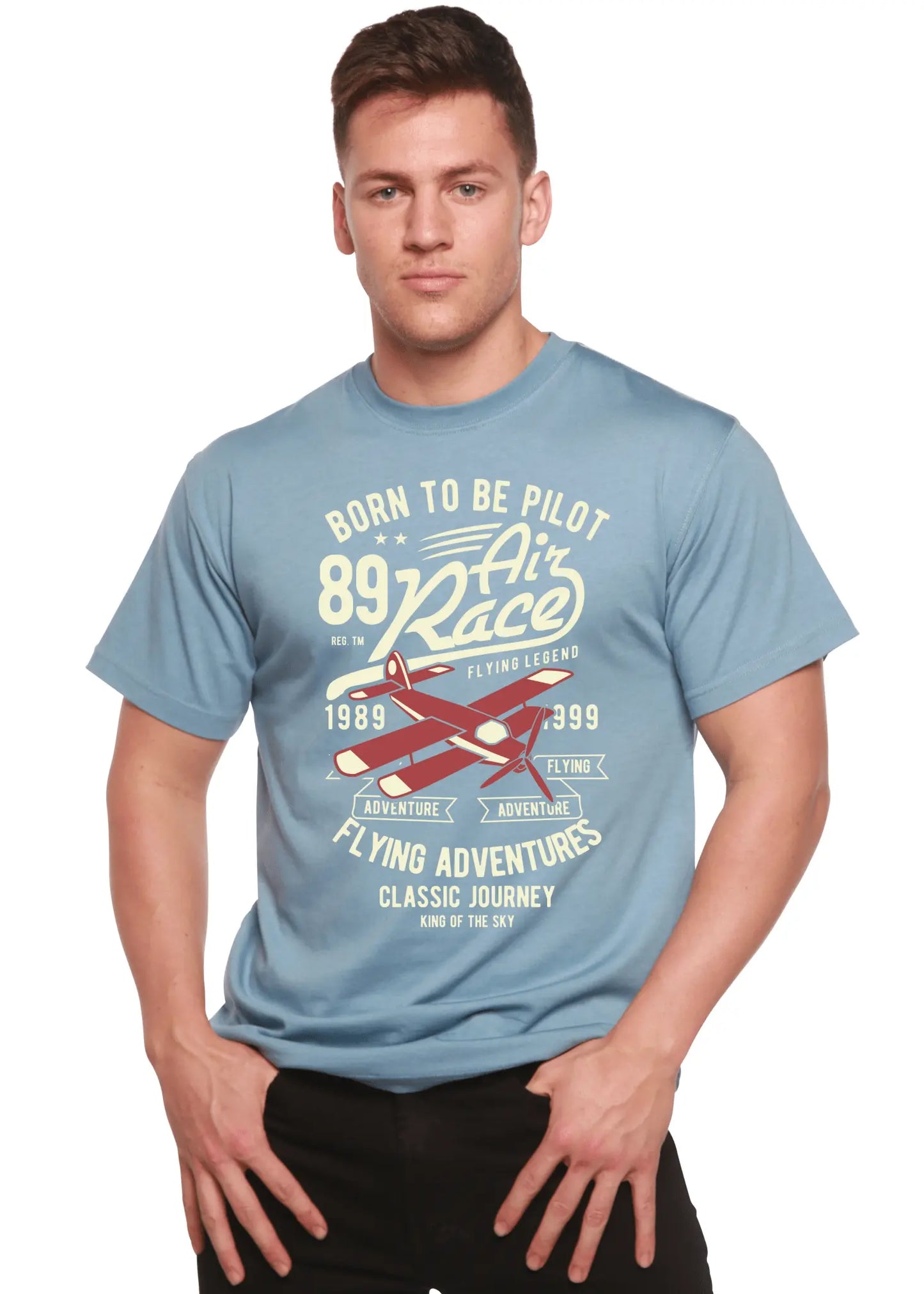 Born To Be Pilot Men's Bamboo Viscose/Organic Cotton Short Sleeve Graphic T-Shirt - Blade & Thread
