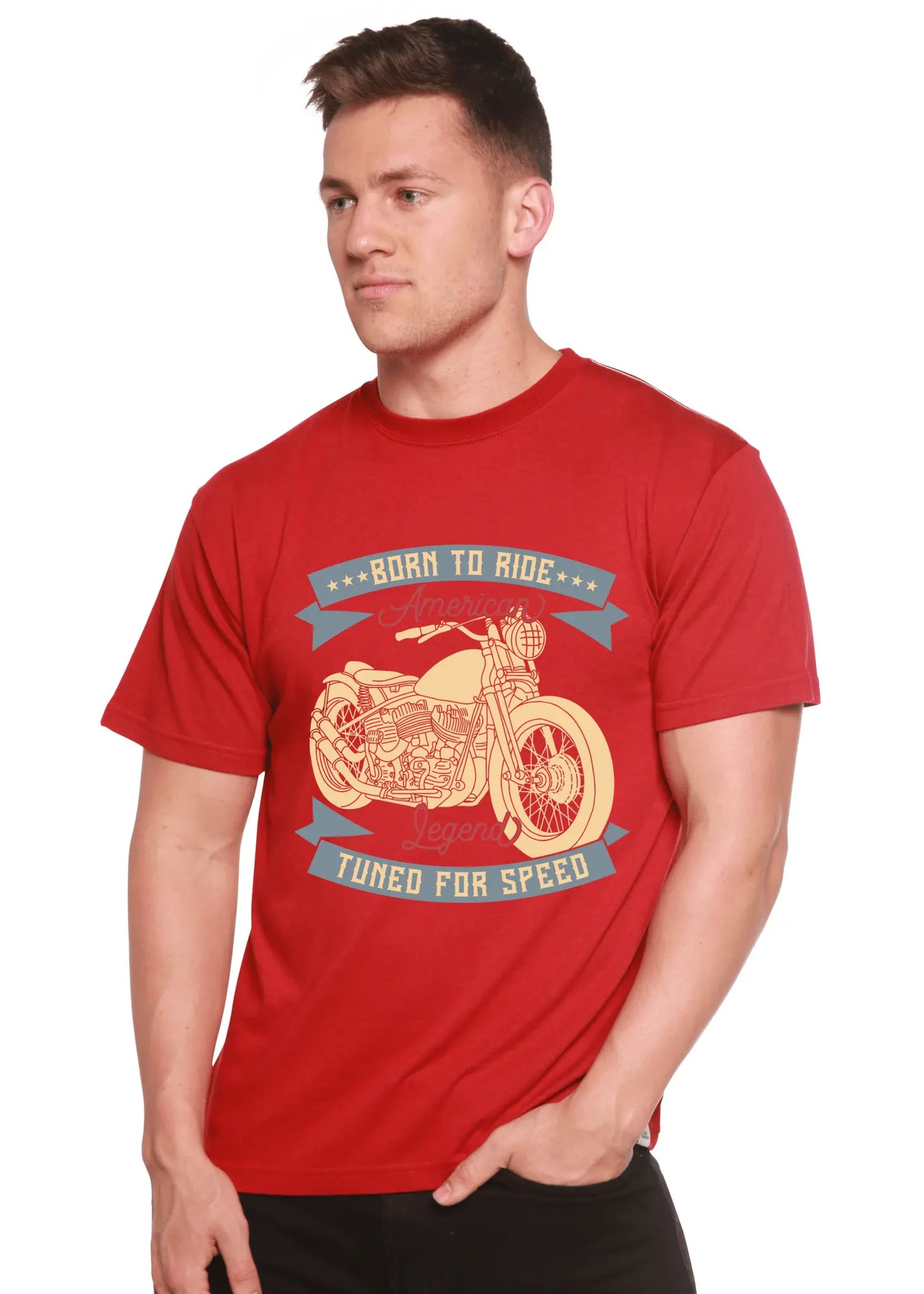 Born To Ride American Legend Men's Bamboo Viscose/Organic Cotton Short Sleeve Graphic T-Shirt - Blade & Thread