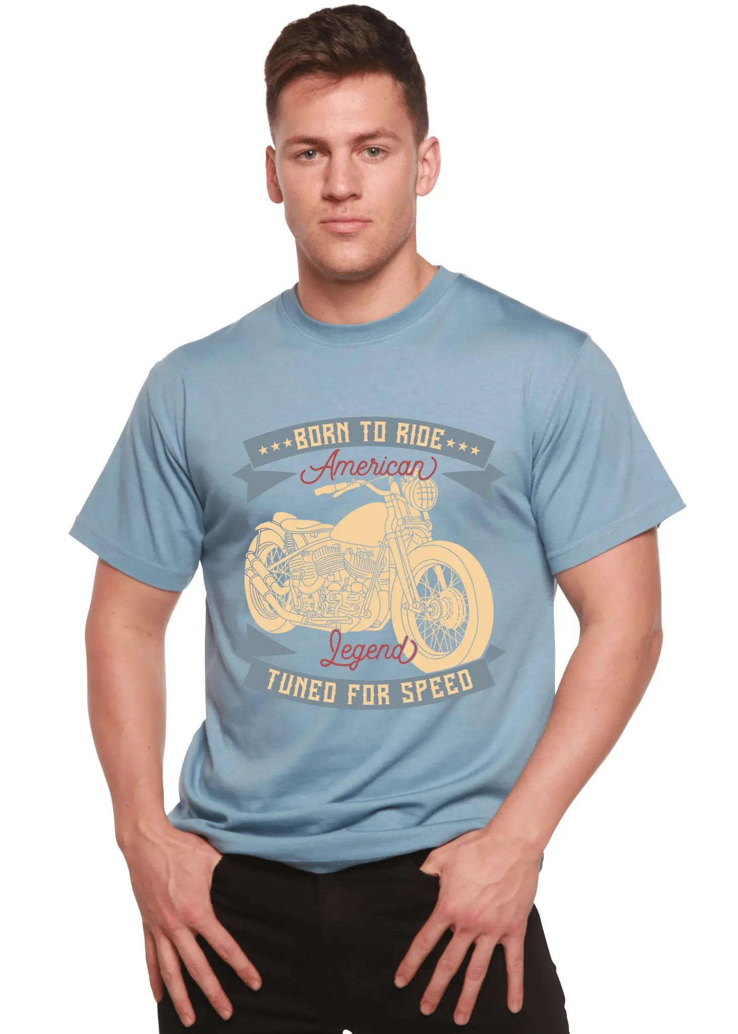 Born To Ride American Legend Men's Bamboo Viscose/Organic Cotton Short Sleeve Graphic T-Shirt - Blade & Thread