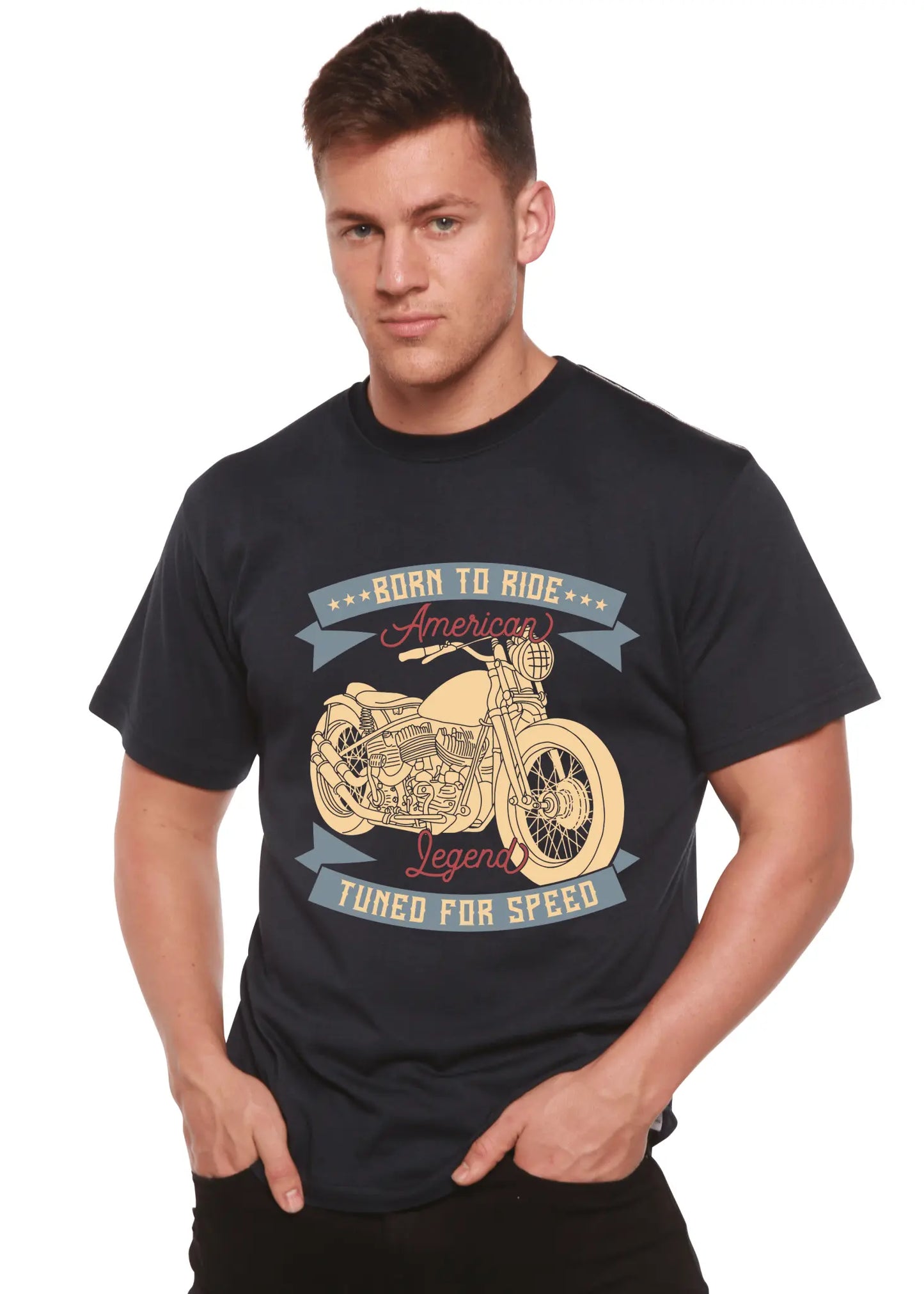 Born To Ride American Legend Men's Bamboo Viscose/Organic Cotton Short Sleeve Graphic T-Shirt - Blade & Thread