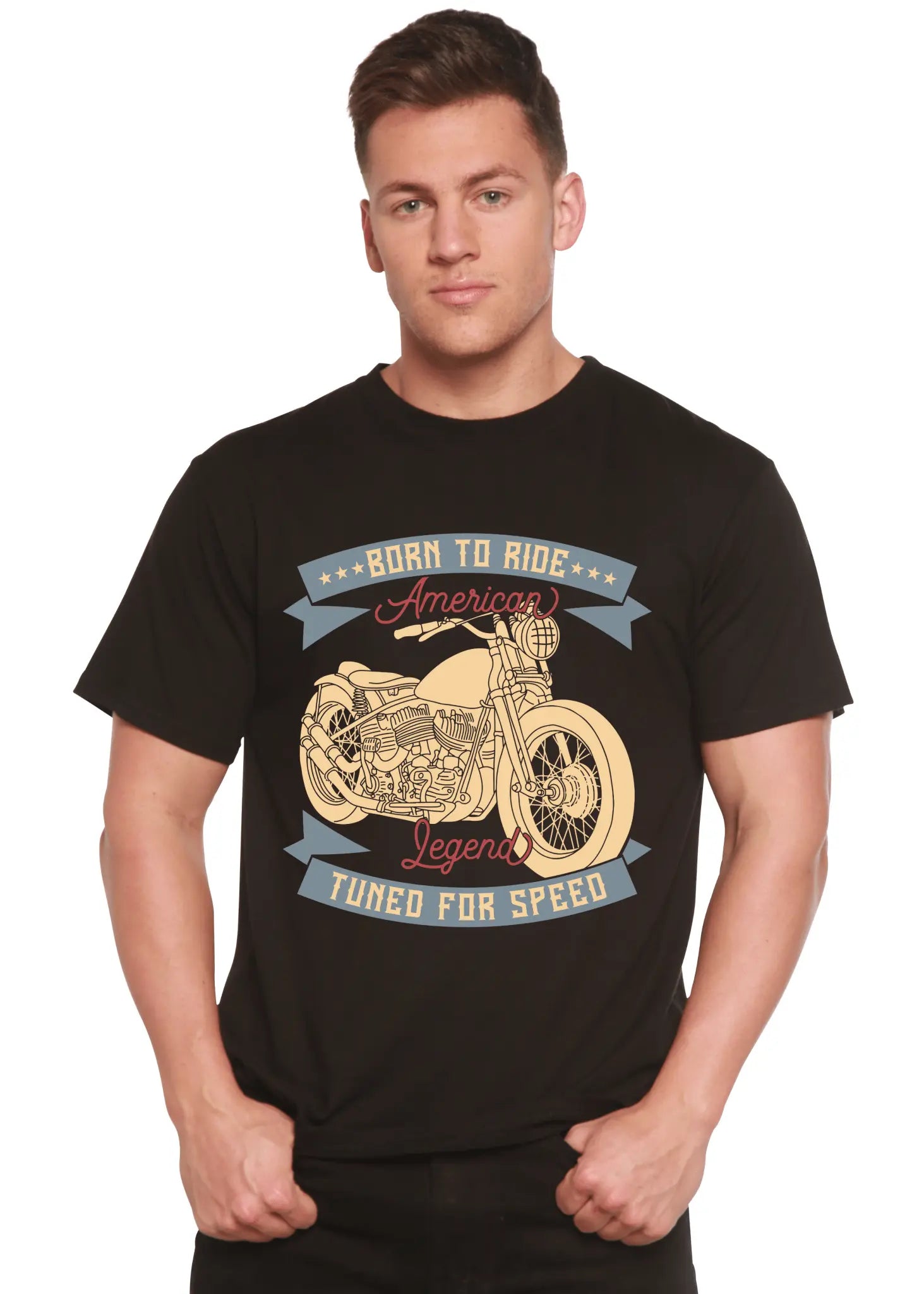 Born To Ride American Legend Men's Bamboo Viscose/Organic Cotton Short Sleeve Graphic T-Shirt - Blade & Thread