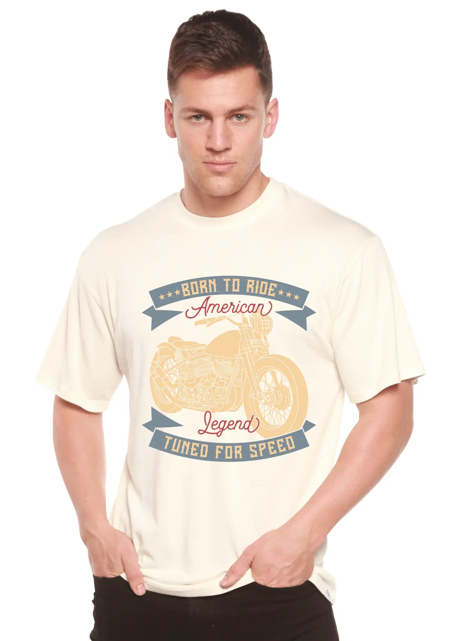 Born To Ride American Legend Men's Bamboo Viscose/Organic Cotton Short Sleeve Graphic T-Shirt Spun Bamboo