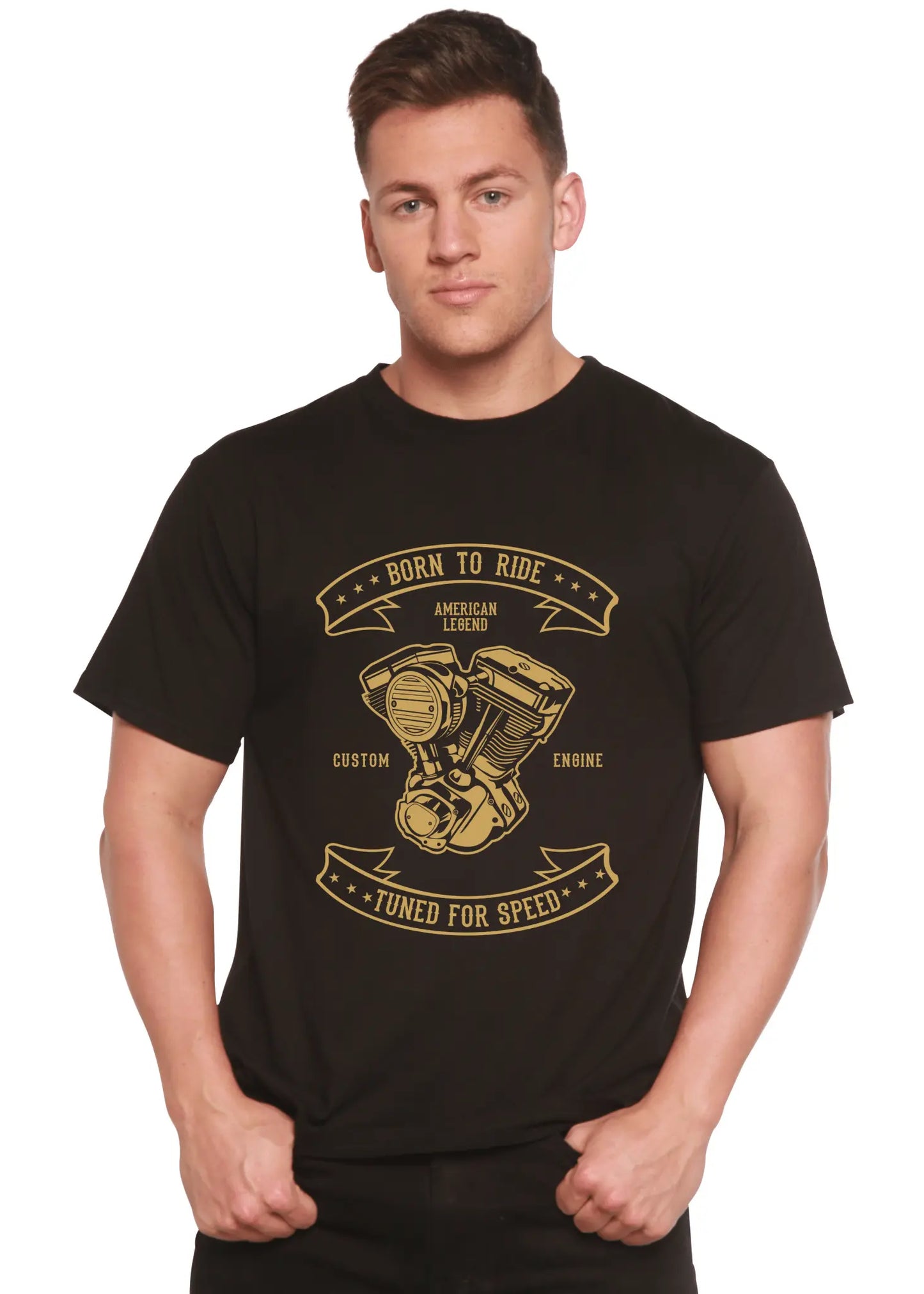 Born To Ride Men's Bamboo Viscose/Organic Cotton Short Sleeve Graphic T-Shirt - Blade & Thread
