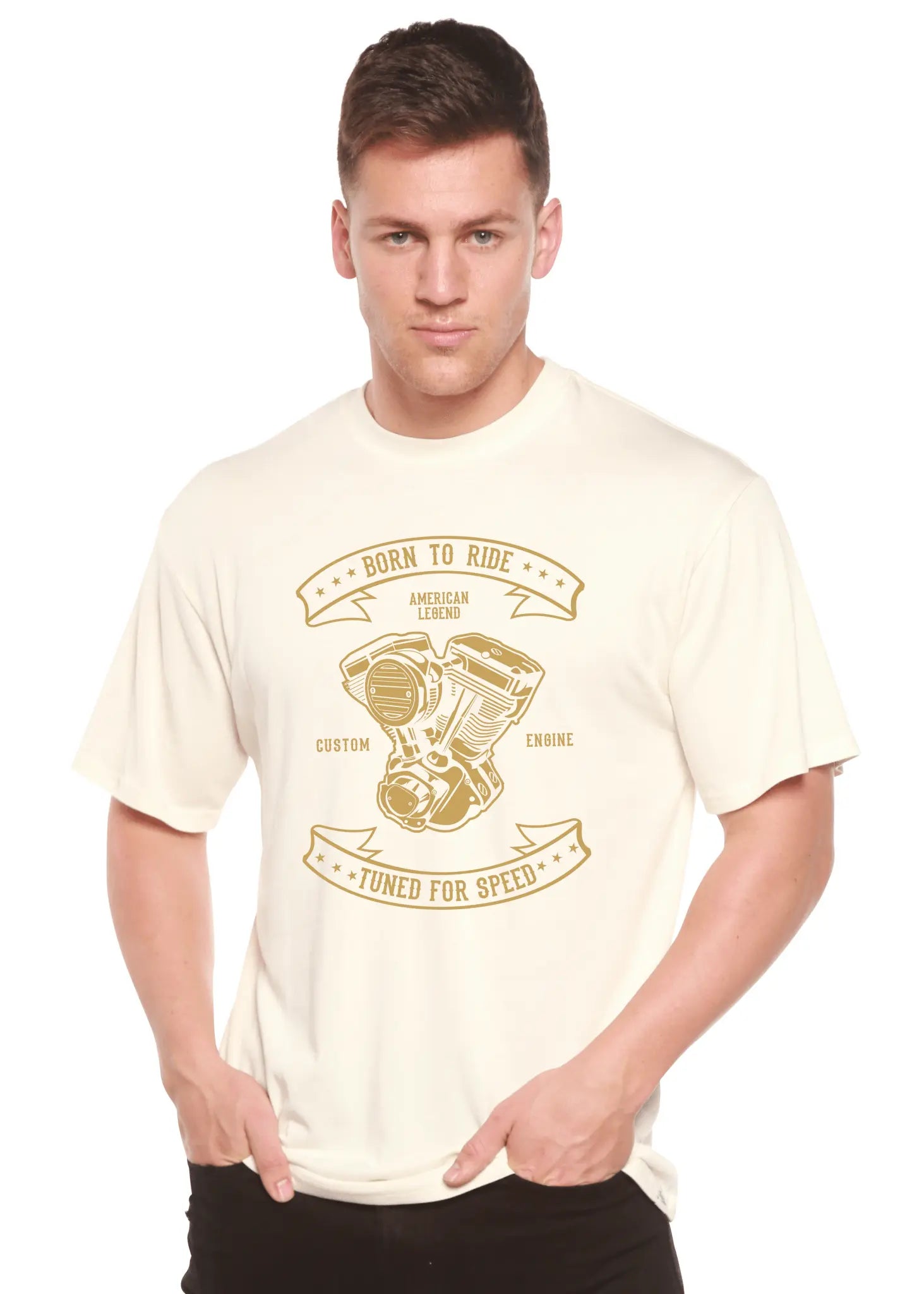 Born To Ride Men's Bamboo Viscose/Organic Cotton Short Sleeve Graphic T-Shirt Spun Bamboo
