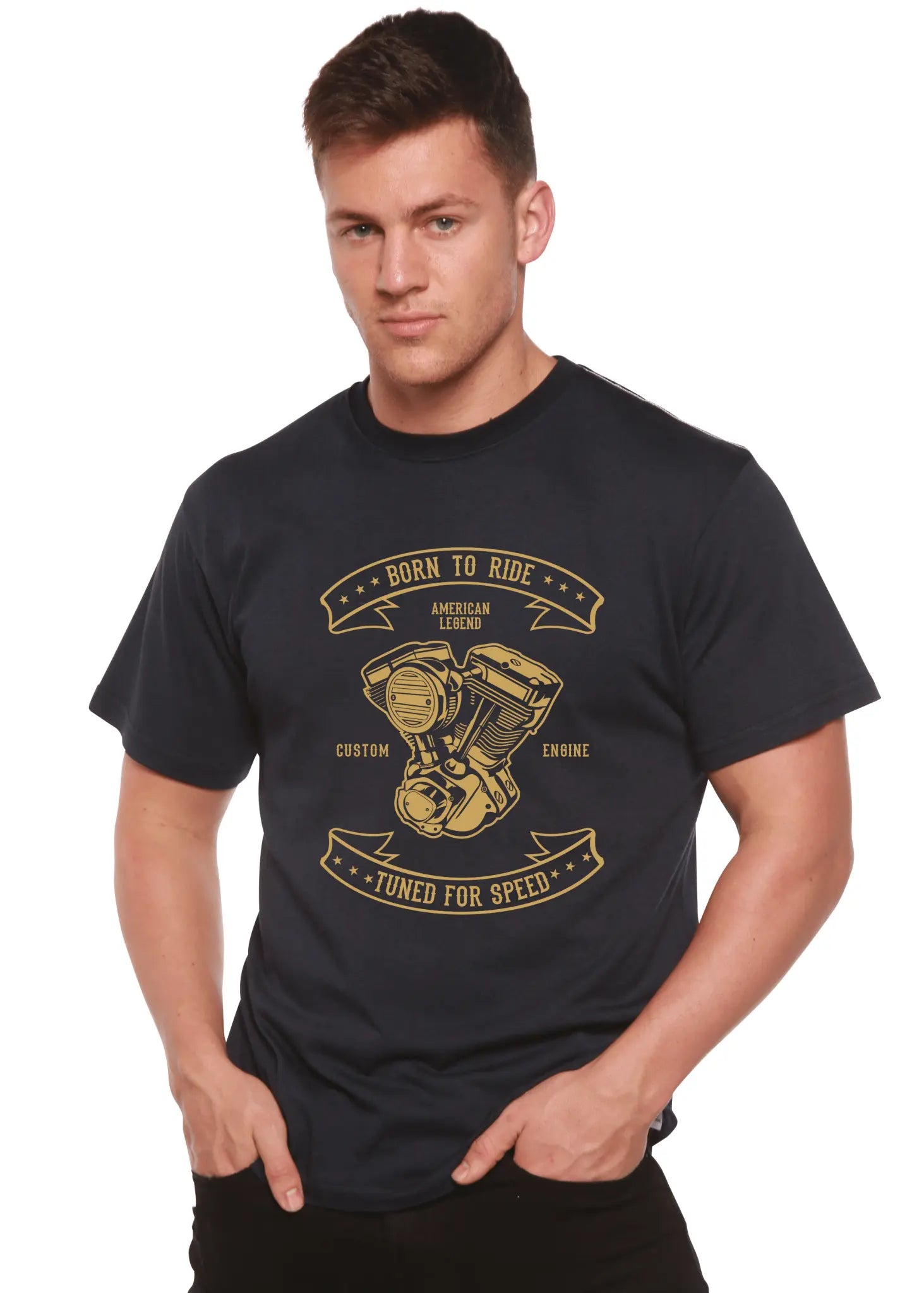 Born To Ride Men's Bamboo Viscose/Organic Cotton Short Sleeve Graphic T-Shirt - Blade & Thread