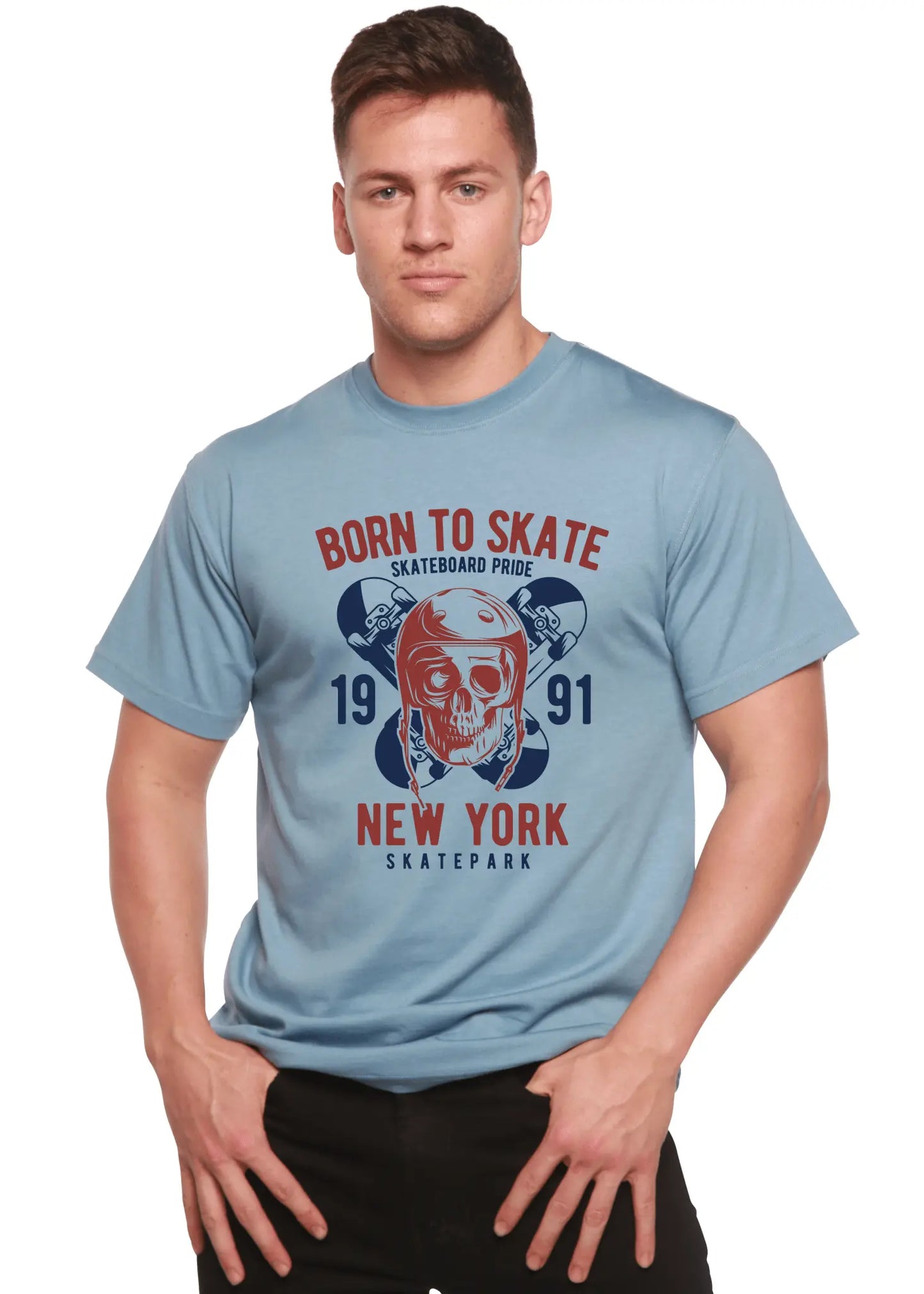 Born To Skate 1991 New York Men's Bamboo Viscose/Organic Cotton Short Sleeve Graphic T-Shirt - Blade & Thread