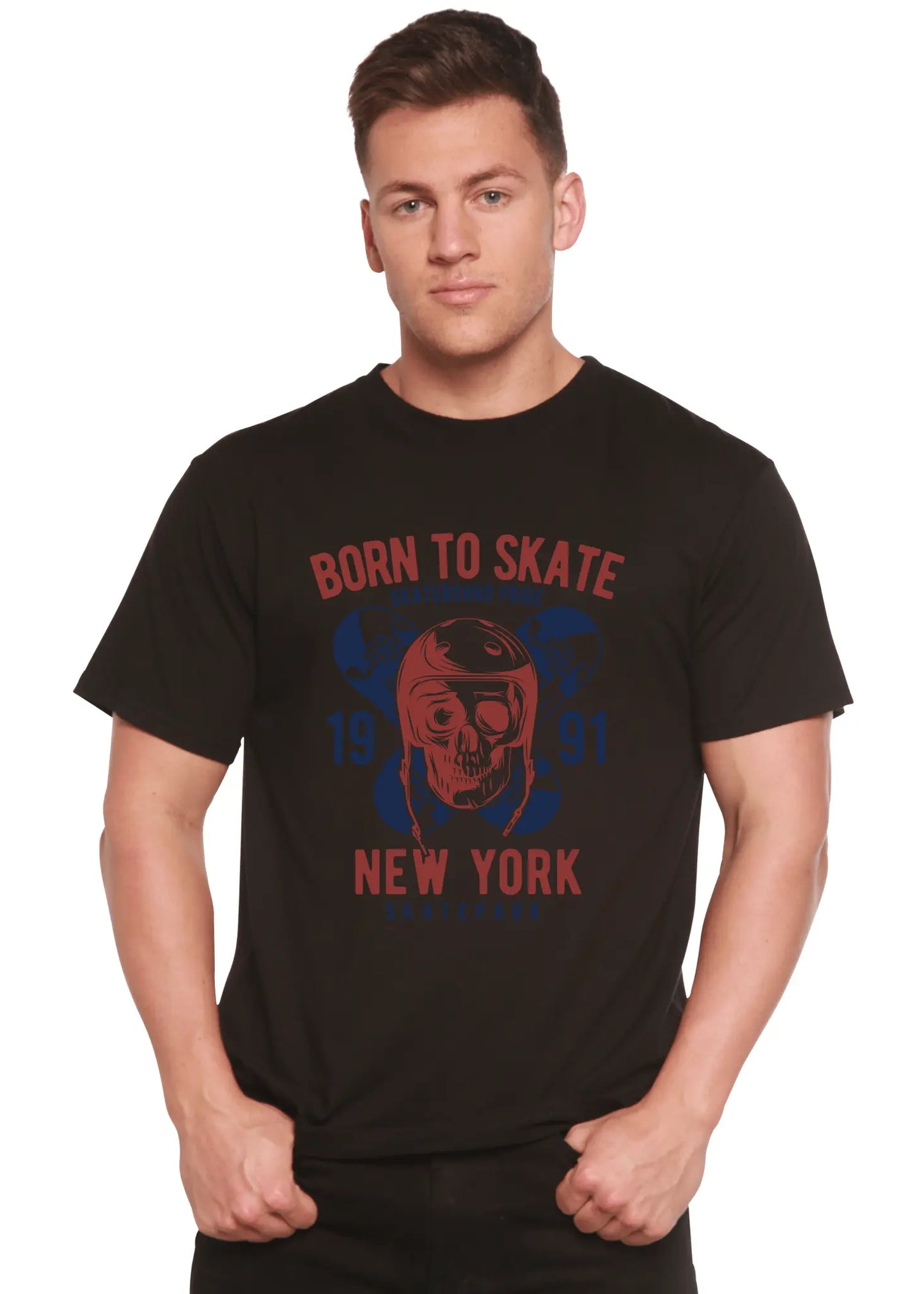 Born To Skate 1991 New York Men's Bamboo Viscose/Organic Cotton Short Sleeve Graphic T-Shirt - Blade & Thread