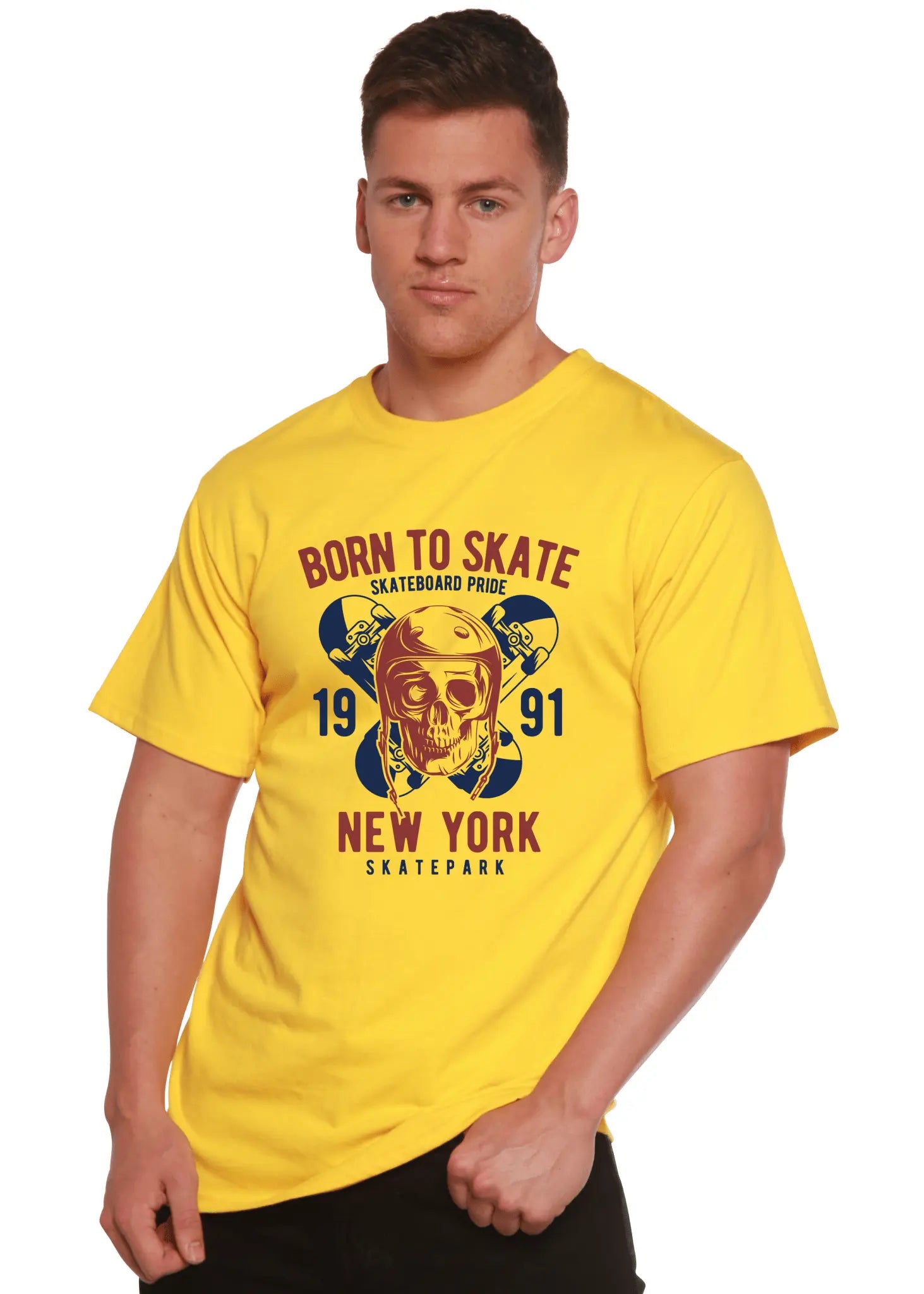 Born To Skate 1991 New York Men's Bamboo Viscose/Organic Cotton Short Sleeve Graphic T-Shirt - Blade & Thread