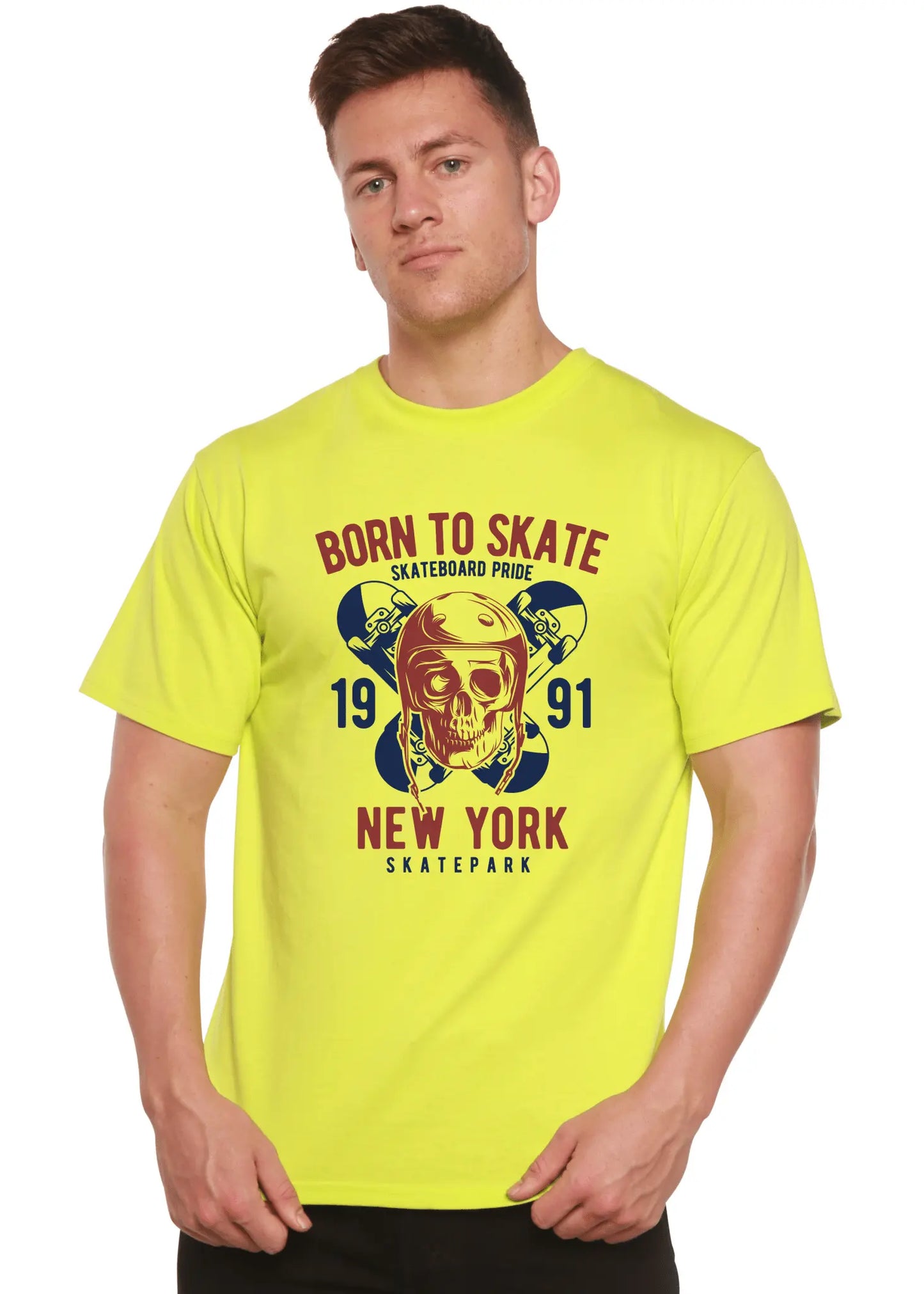 Born To Skate 1991 New York Men's Bamboo Viscose/Organic Cotton Short Sleeve Graphic T-Shirt - Blade & Thread