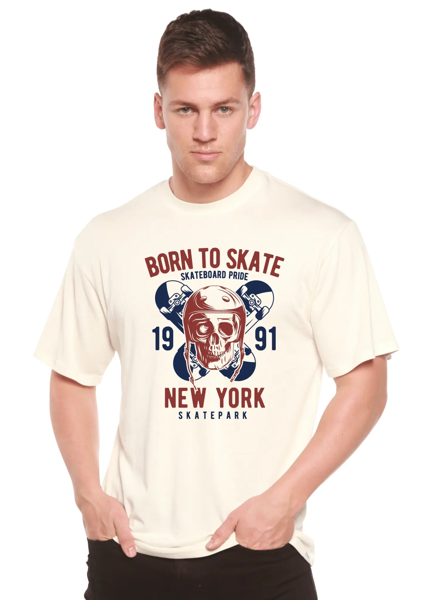 Born To Skate 1991 New York Men's Bamboo Viscose/Organic Cotton Short Sleeve Graphic T-Shirt - Blade & Thread