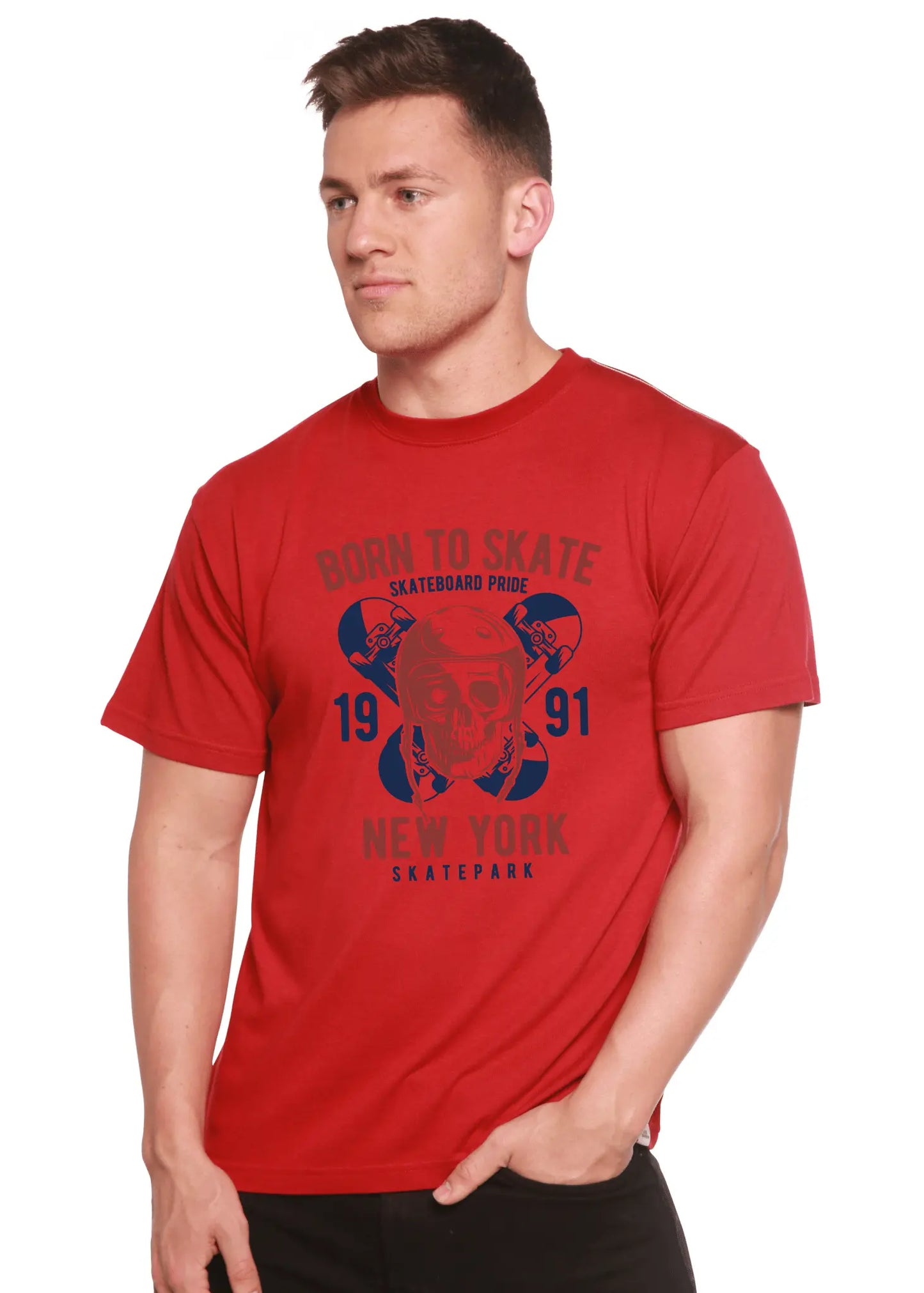 Born To Skate 1991 New York Men's Bamboo Viscose/Organic Cotton Short Sleeve Graphic T-Shirt - Blade & Thread
