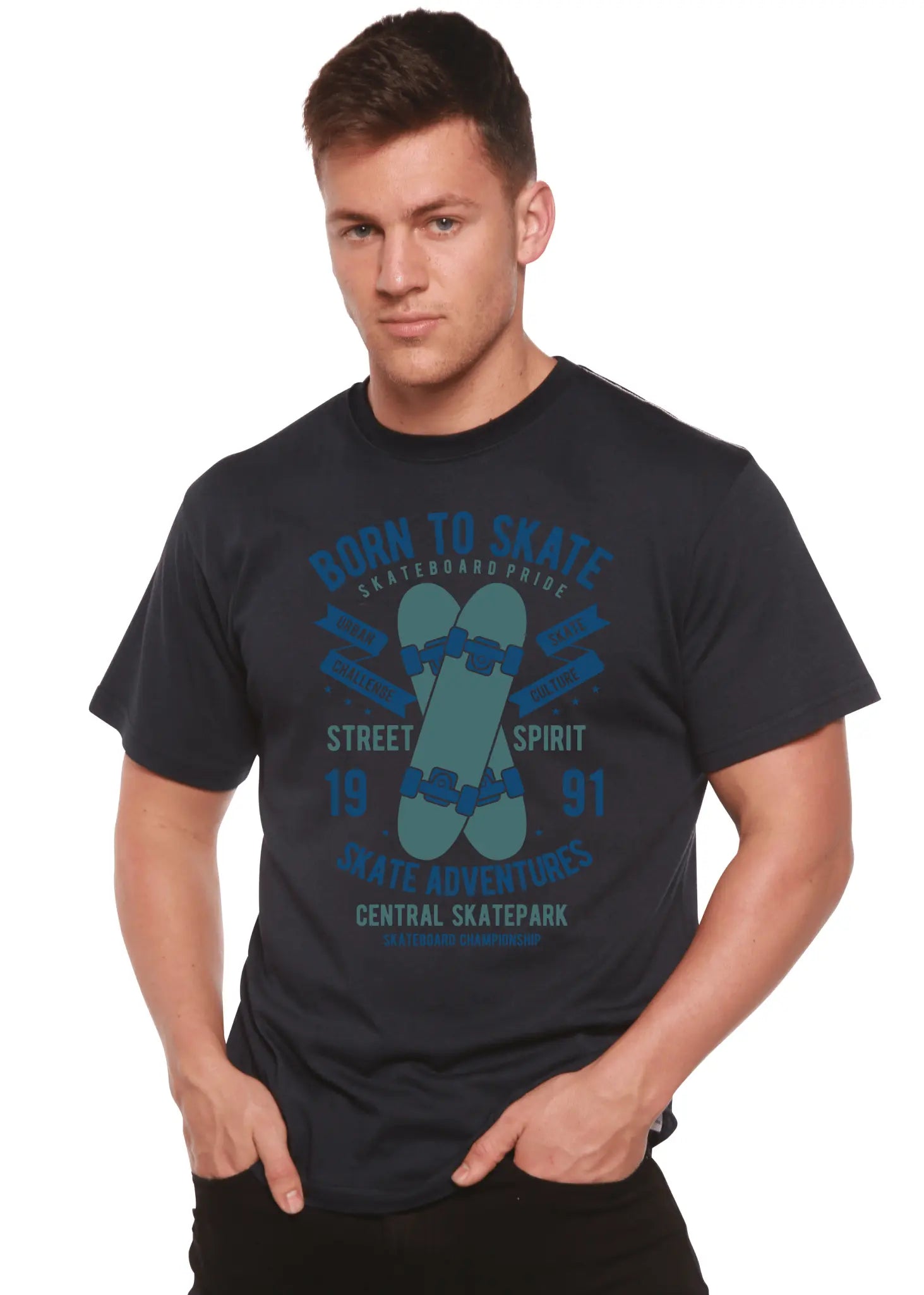 Born To Skate Men's Bamboo Viscose/Organic Cotton Short Sleeve Graphic T-Shirt - Blade & Thread