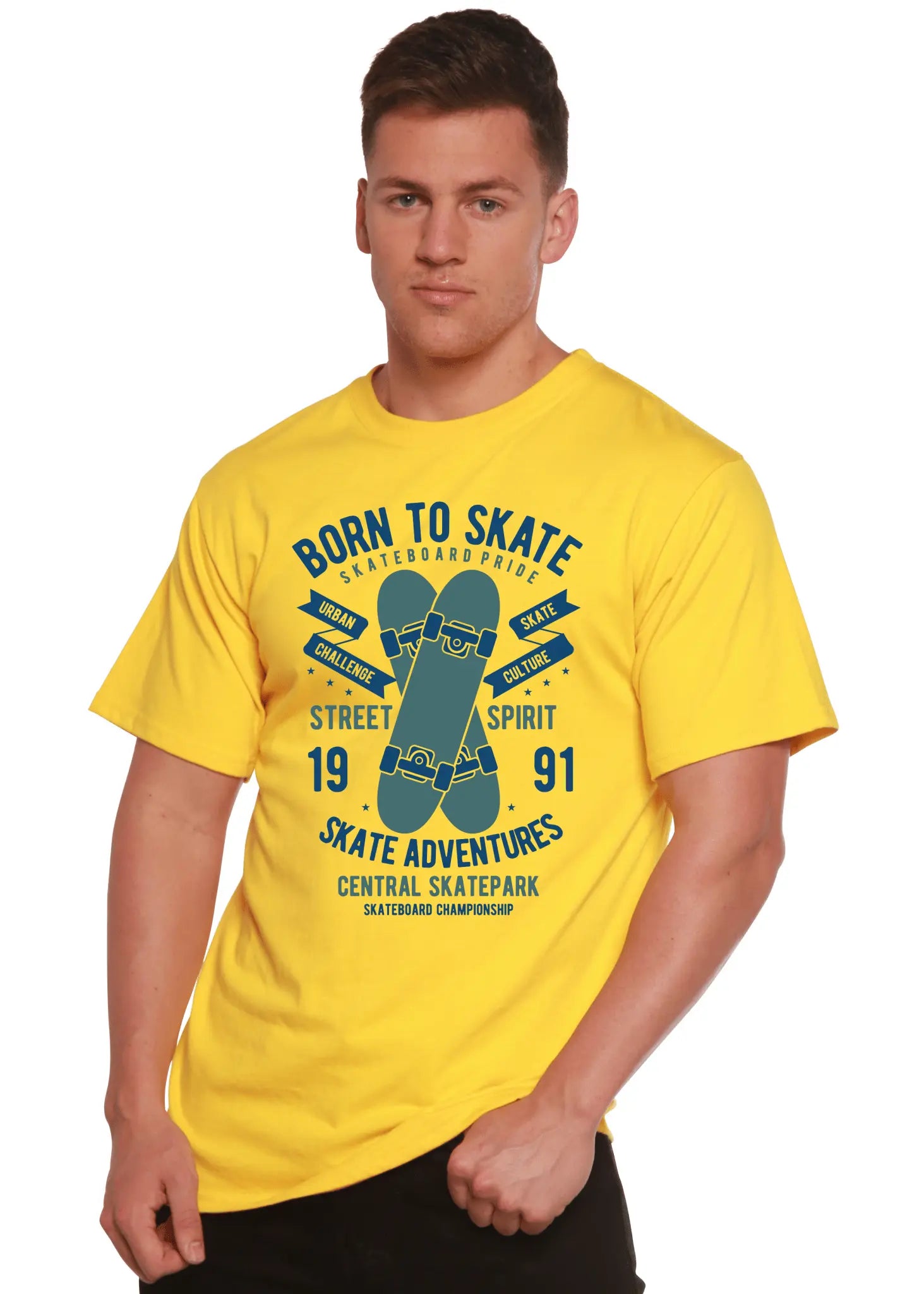 Born To Skate Men's Bamboo Viscose/Organic Cotton Short Sleeve Graphic T-Shirt - Blade & Thread