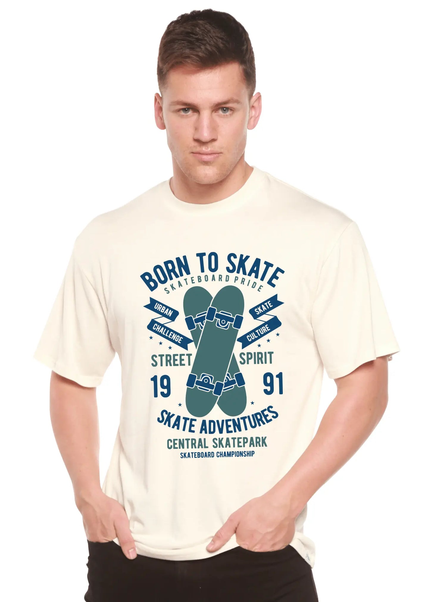 Born To Skate Men's Bamboo Viscose/Organic Cotton Short Sleeve Graphic T-Shirt - Blade & Thread