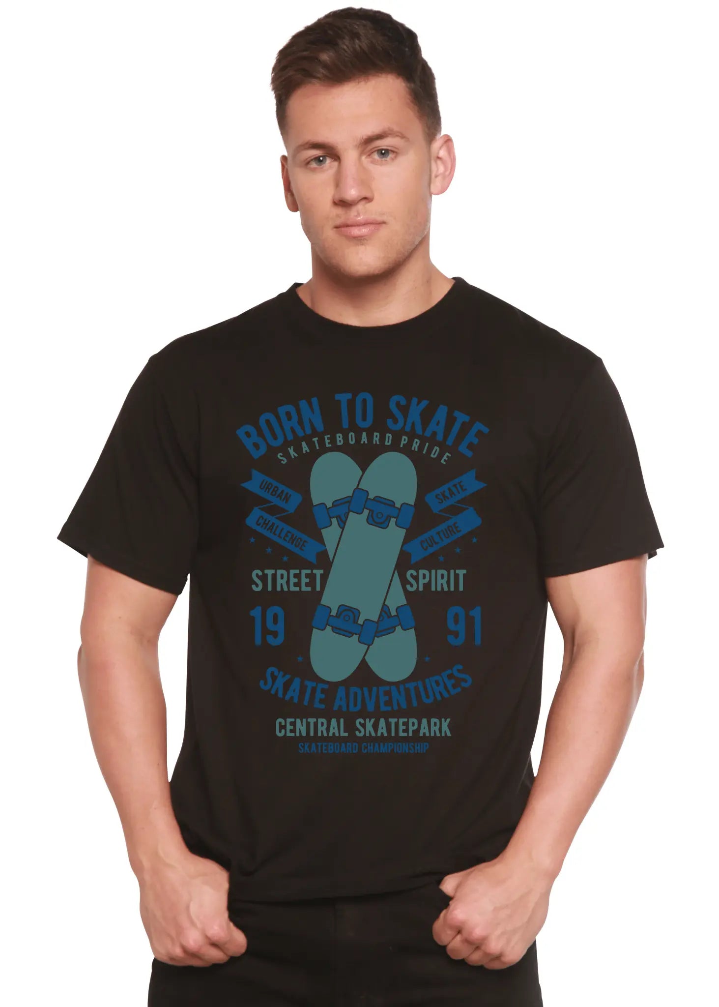 Born To Skate Men's Bamboo Viscose/Organic Cotton Short Sleeve Graphic T-Shirt - Blade & Thread
