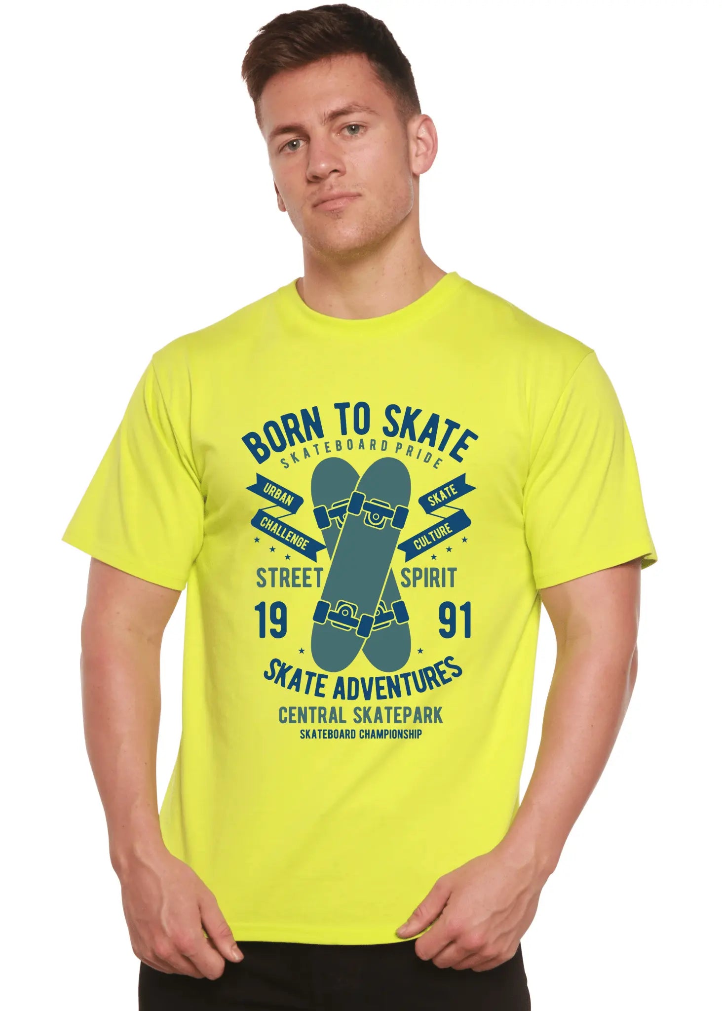 Born To Skate Men's Bamboo Viscose/Organic Cotton Short Sleeve Graphic T-Shirt - Blade & Thread