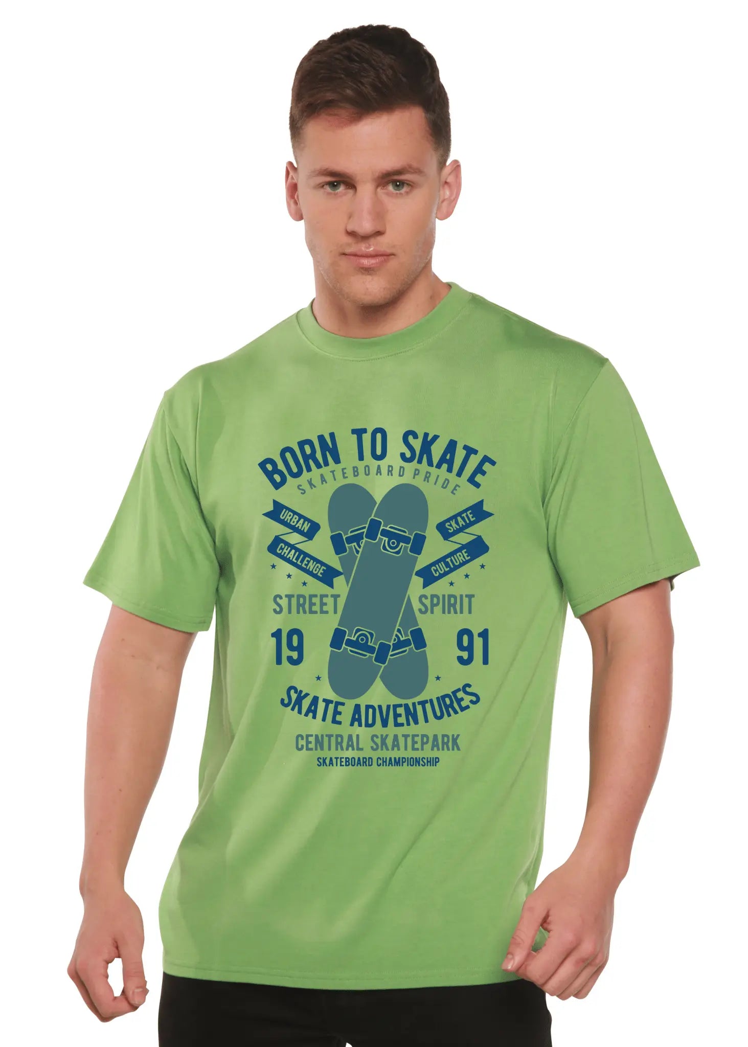 Born To Skate Men's Bamboo Viscose/Organic Cotton Short Sleeve Graphic T-Shirt Spun Bamboo
