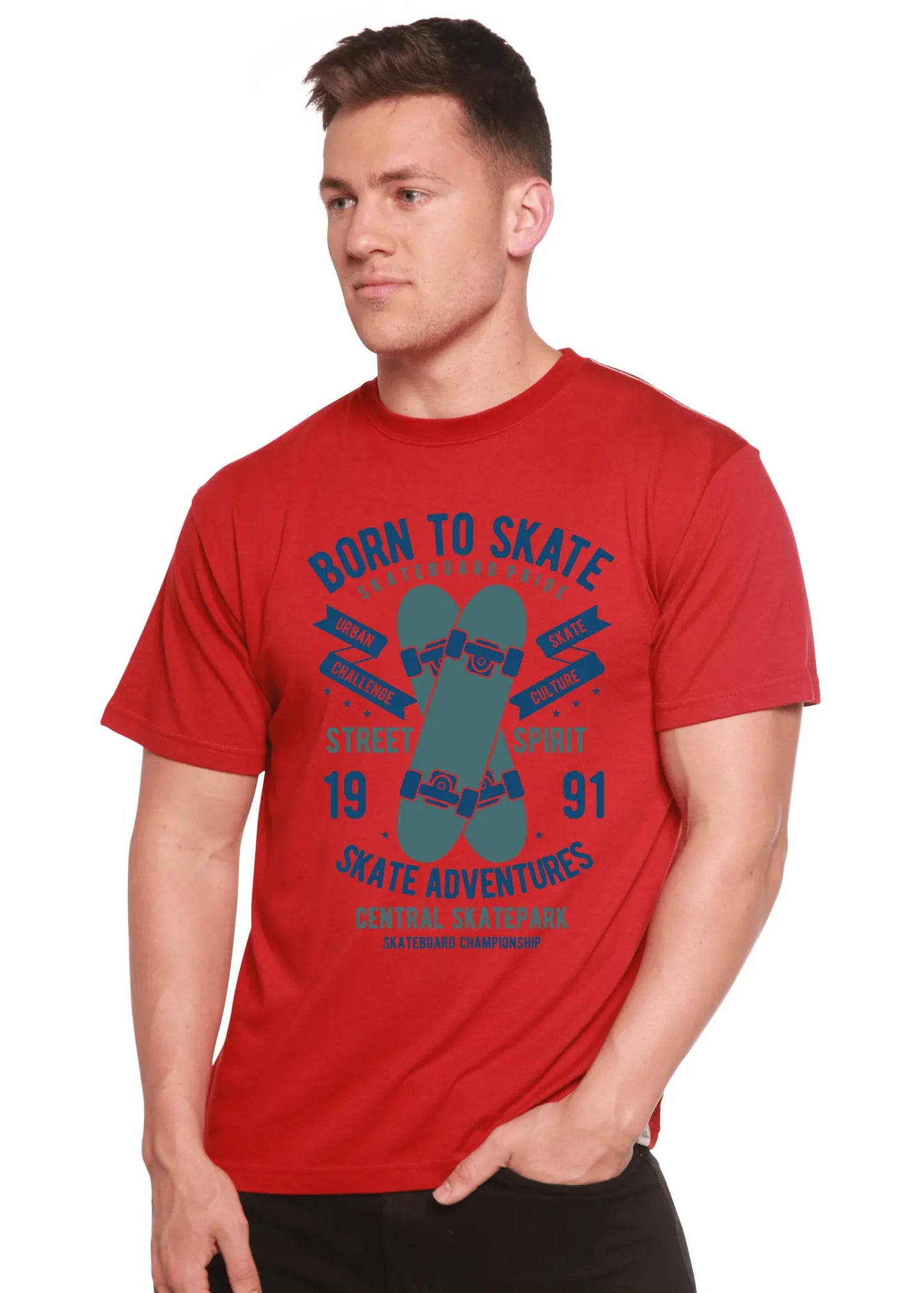 Born To Skate Men's Bamboo Viscose/Organic Cotton Short Sleeve Graphic T-Shirt - Blade & Thread
