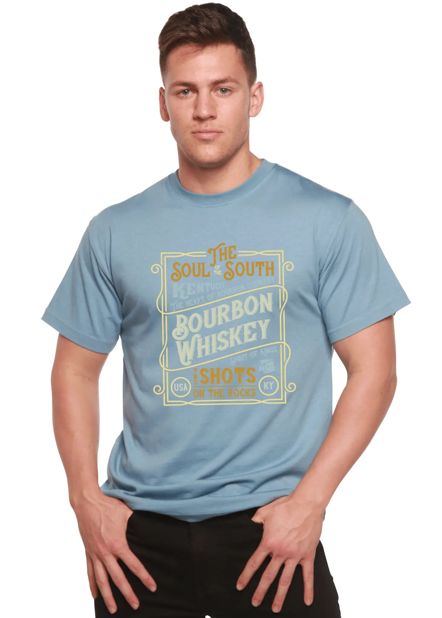 Bourbon Whiskey Men's Bamboo Viscose/Organic Cotton Short Sleeve Graphic T-Shirt Spun Bamboo
