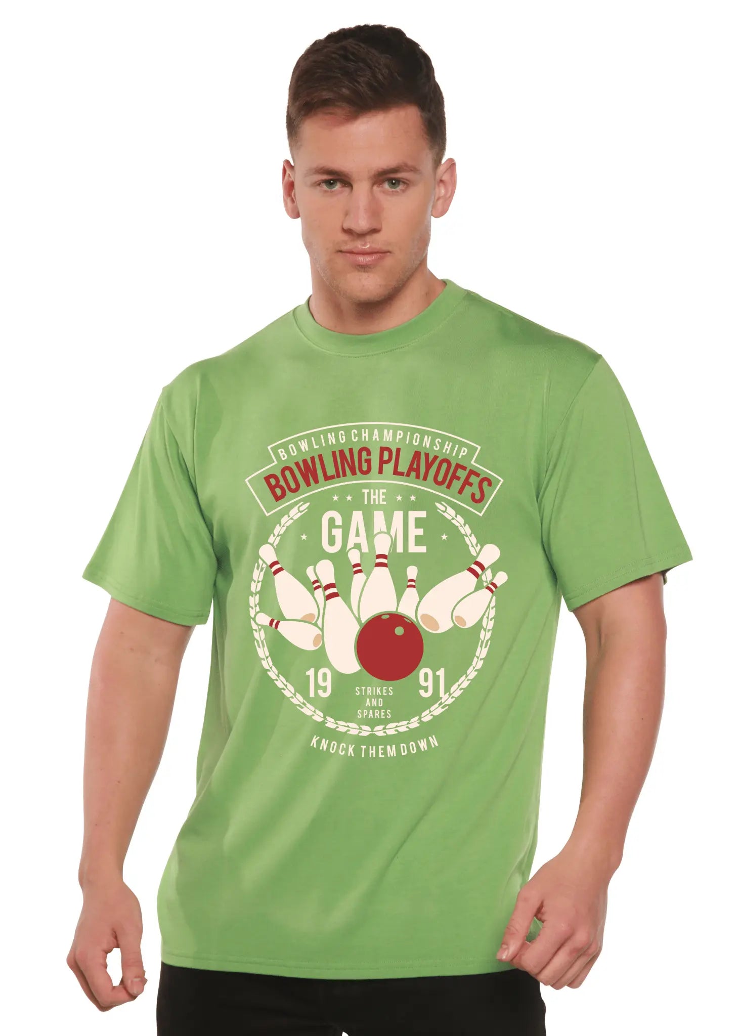 Bowling Playoffs Men's Bamboo Viscose/Organic Cotton Short Sleeve Graphic T-Shirt - Blade & Thread