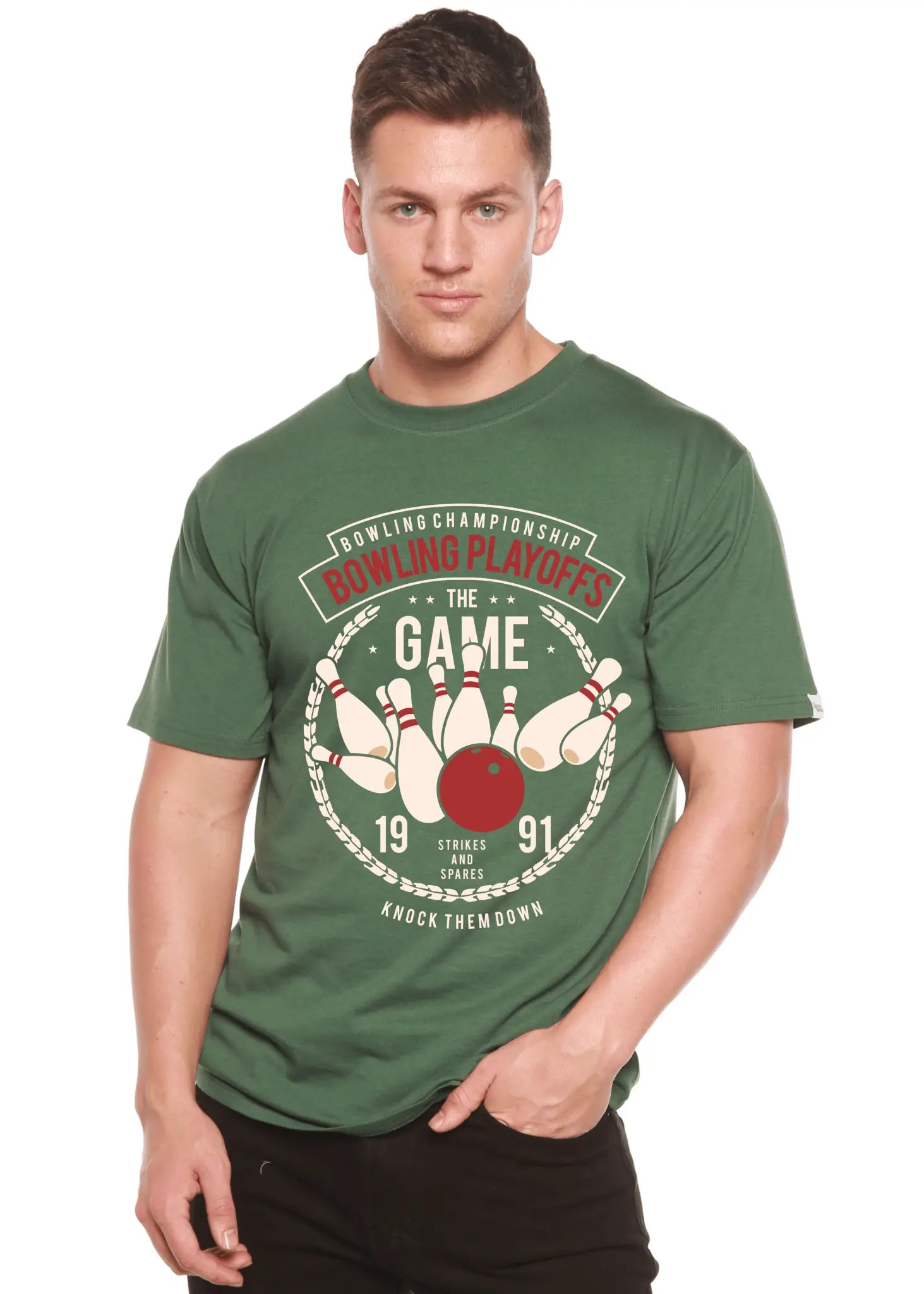 Bowling Playoffs Men's Bamboo Viscose/Organic Cotton Short Sleeve Graphic T-Shirt - Blade & Thread
