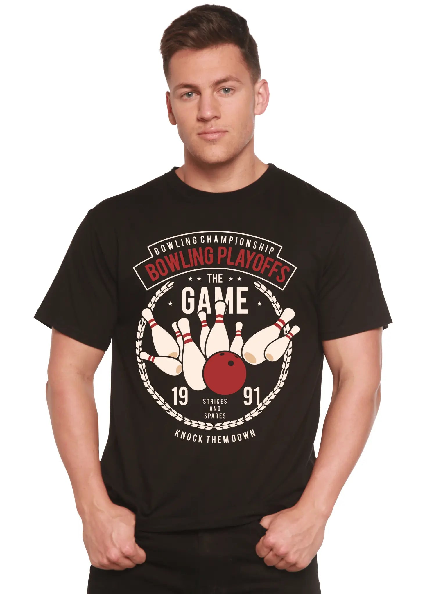 Bowling Playoffs Men's Bamboo Viscose/Organic Cotton Short Sleeve Graphic T-Shirt - Blade & Thread