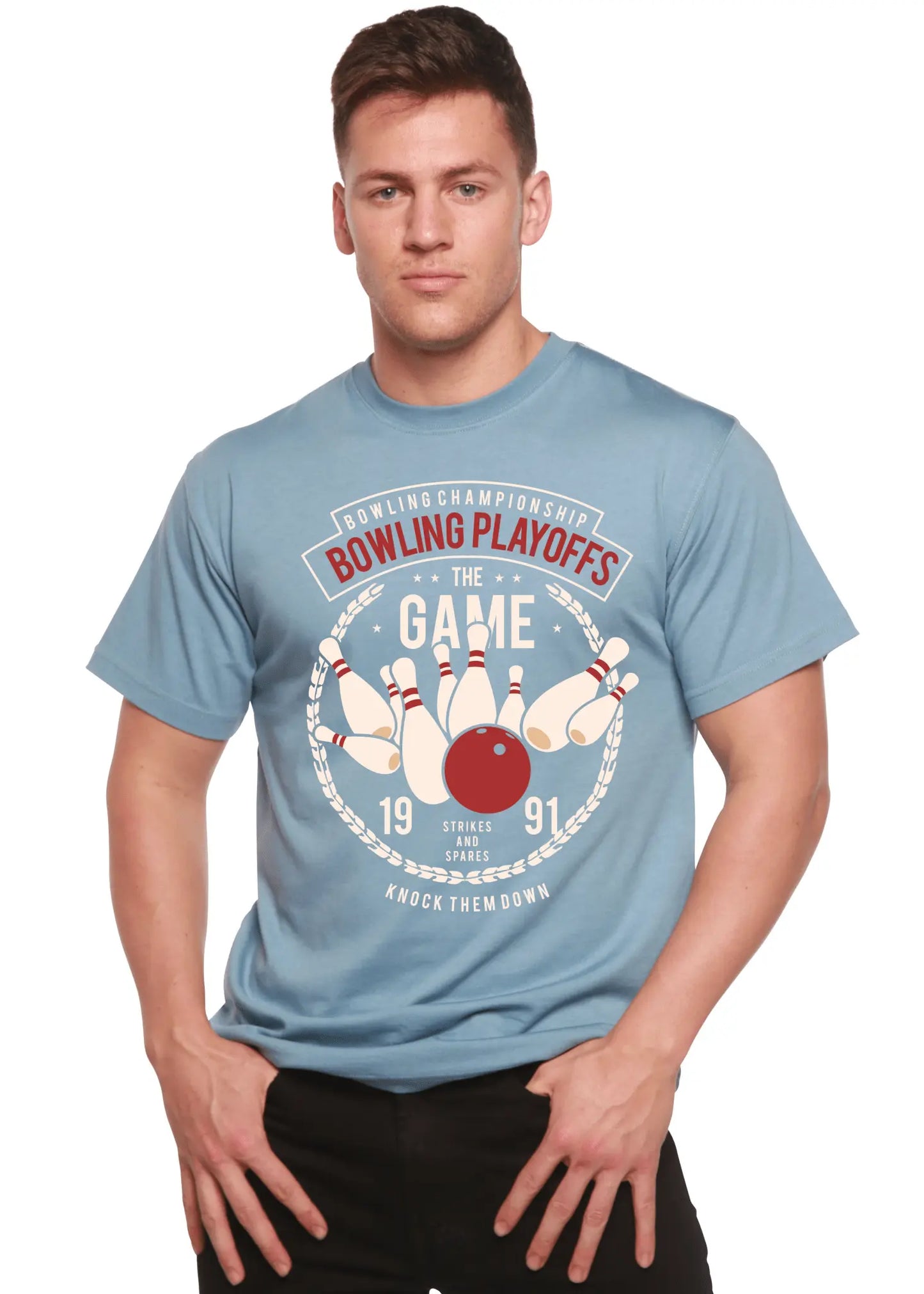 Bowling Playoffs Men's Bamboo Viscose/Organic Cotton Short Sleeve Graphic T-Shirt - Blade & Thread