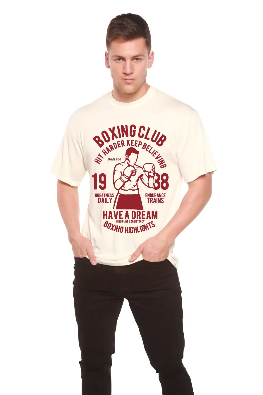 Boxing Club Men's Bamboo Viscose/Organic Cotton Short Sleeve Graphic T-Shirt Spun Bamboo