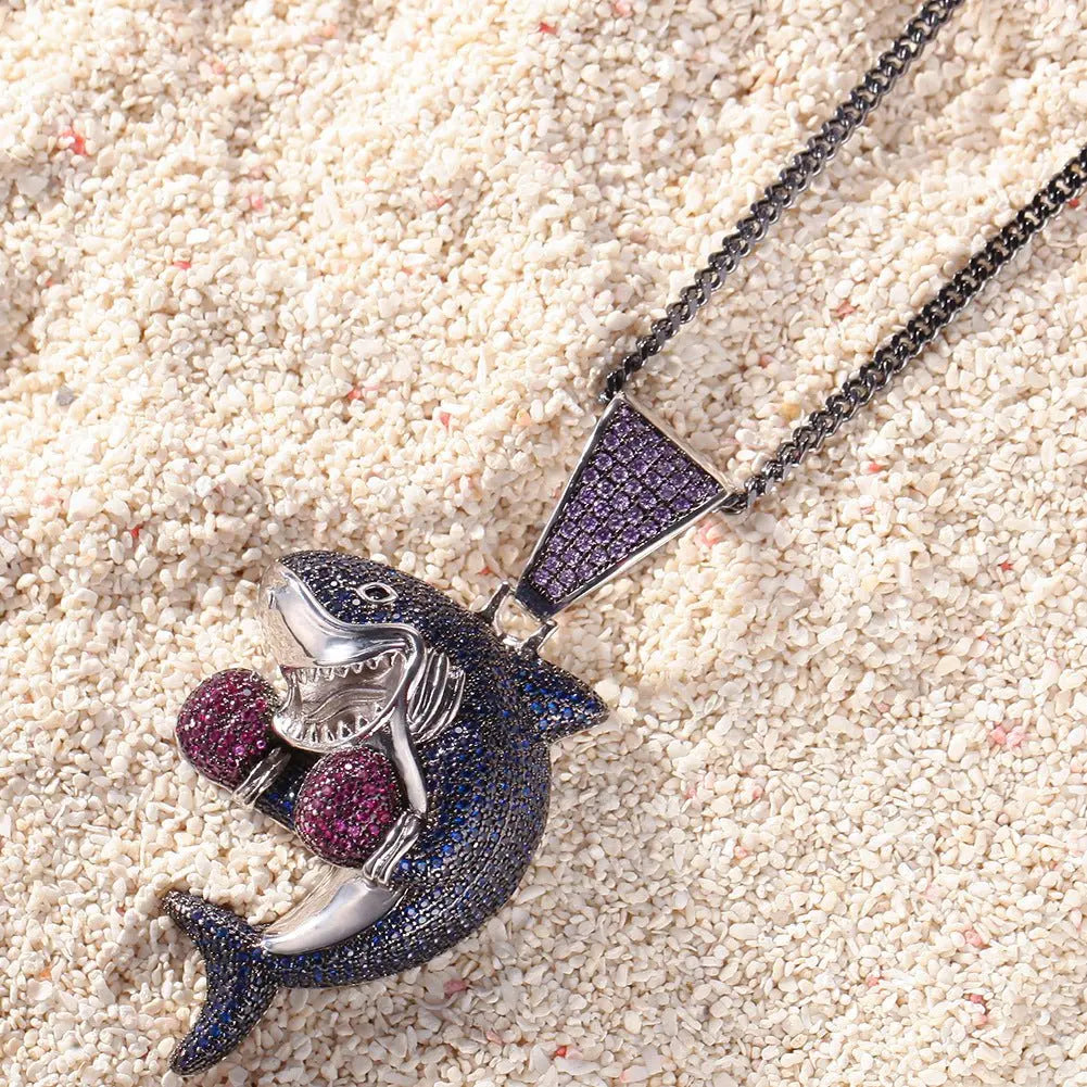 Boxing Shark Necklace Versatile Personality Hip Hop Cuban Chain - Blade & Thread