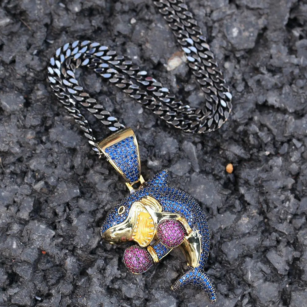 Boxing Shark Necklace Versatile Personality Hip Hop Cuban Chain - Blade & Thread