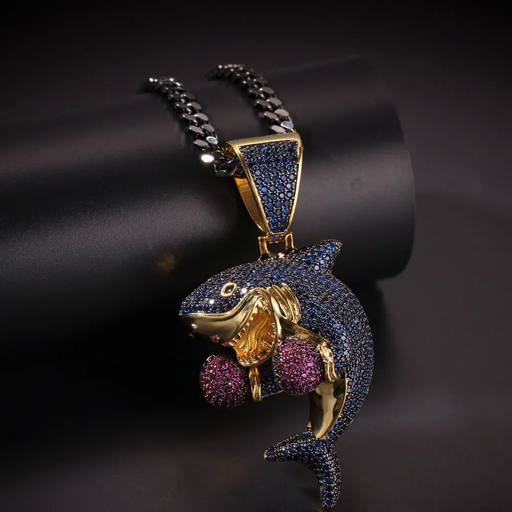 Boxing Shark Necklace Versatile Personality Hip Hop Cuban Chain - Blade & Thread