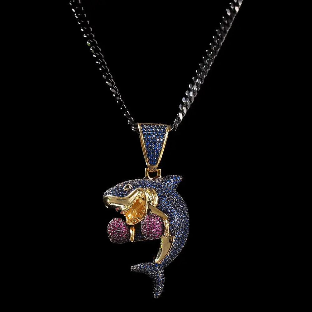 Boxing Shark Necklace Versatile Personality Hip Hop Cuban Chain nowadaysfashion