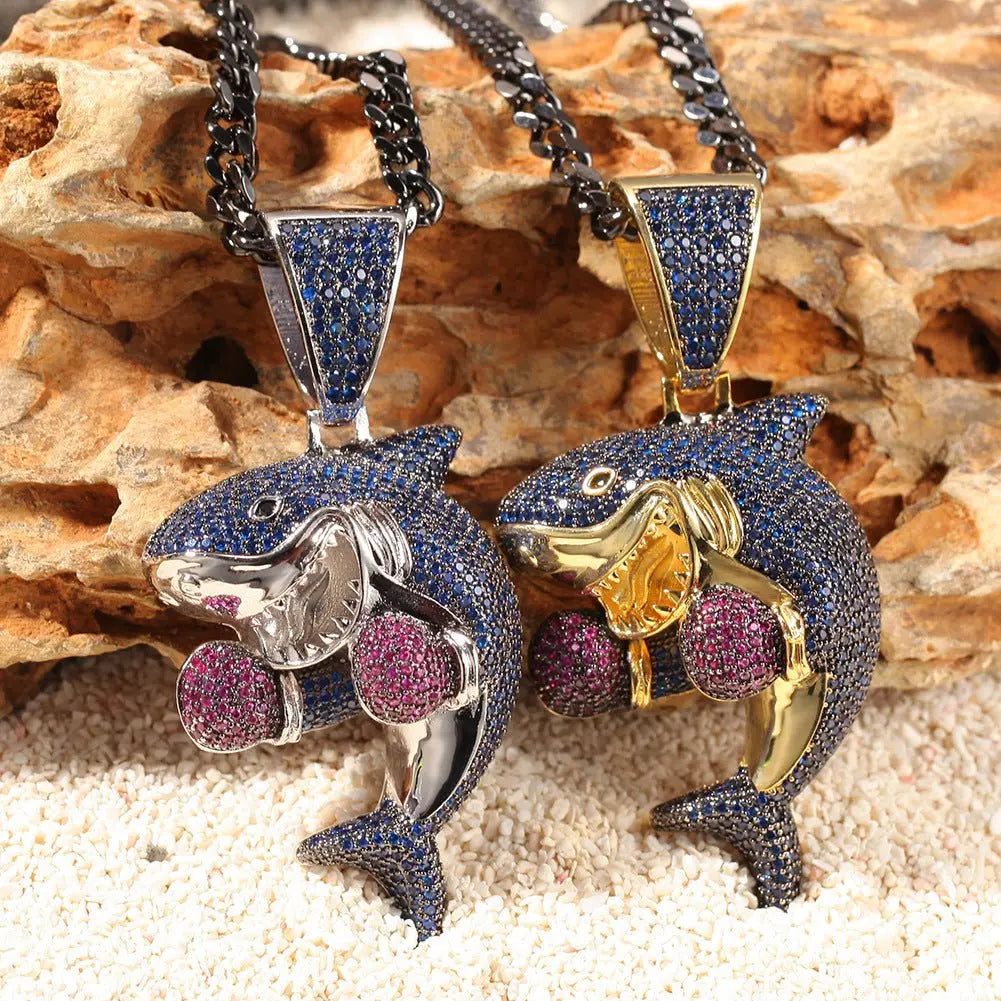 Boxing Shark Necklace Versatile Personality Hip Hop Cuban Chain - Blade & Thread