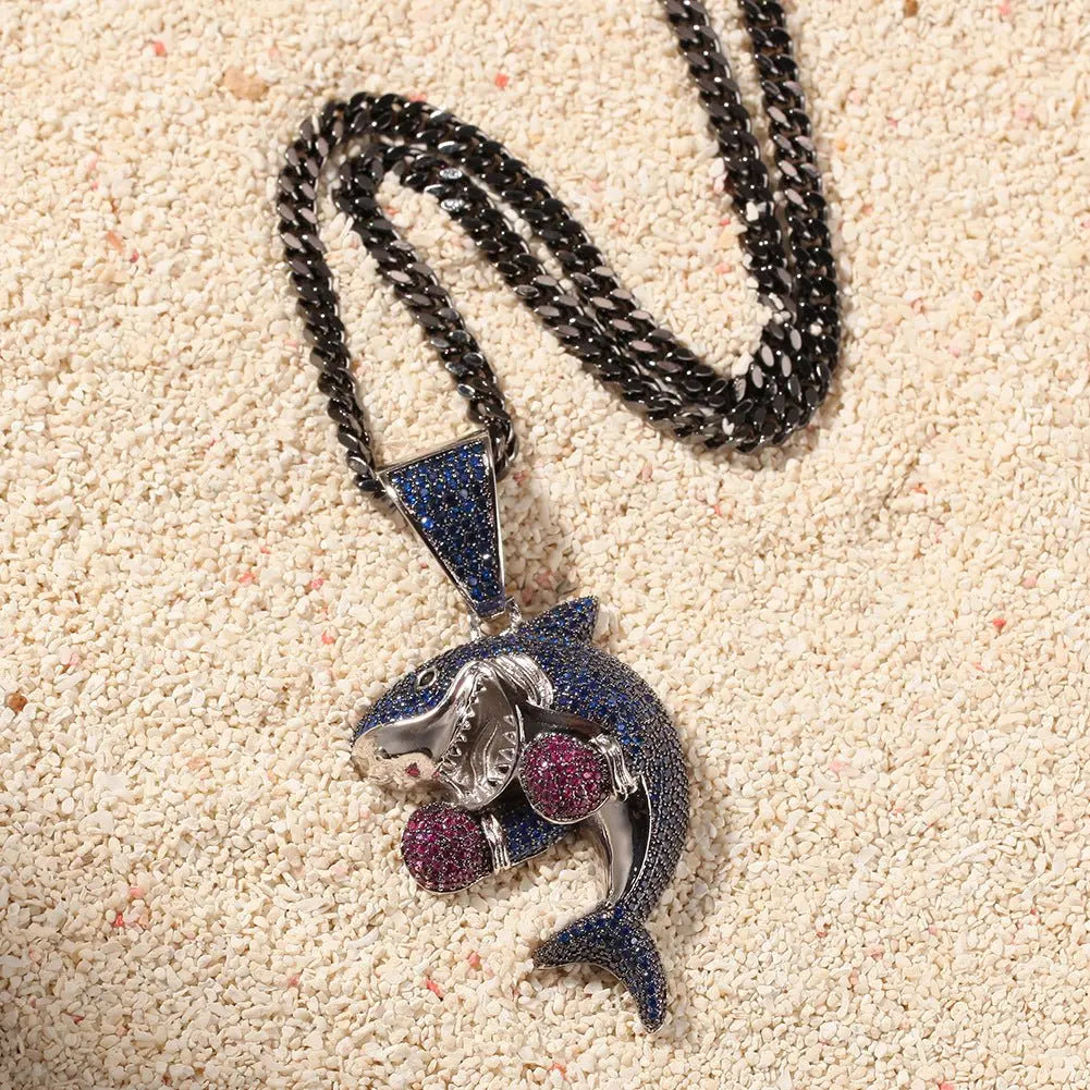 Boxing Shark Necklace Versatile Personality Hip Hop Cuban Chain - Blade & Thread