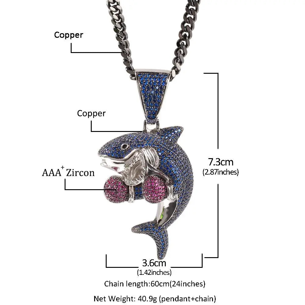 Boxing Shark Necklace Versatile Personality Hip Hop Cuban Chain - Blade & Thread