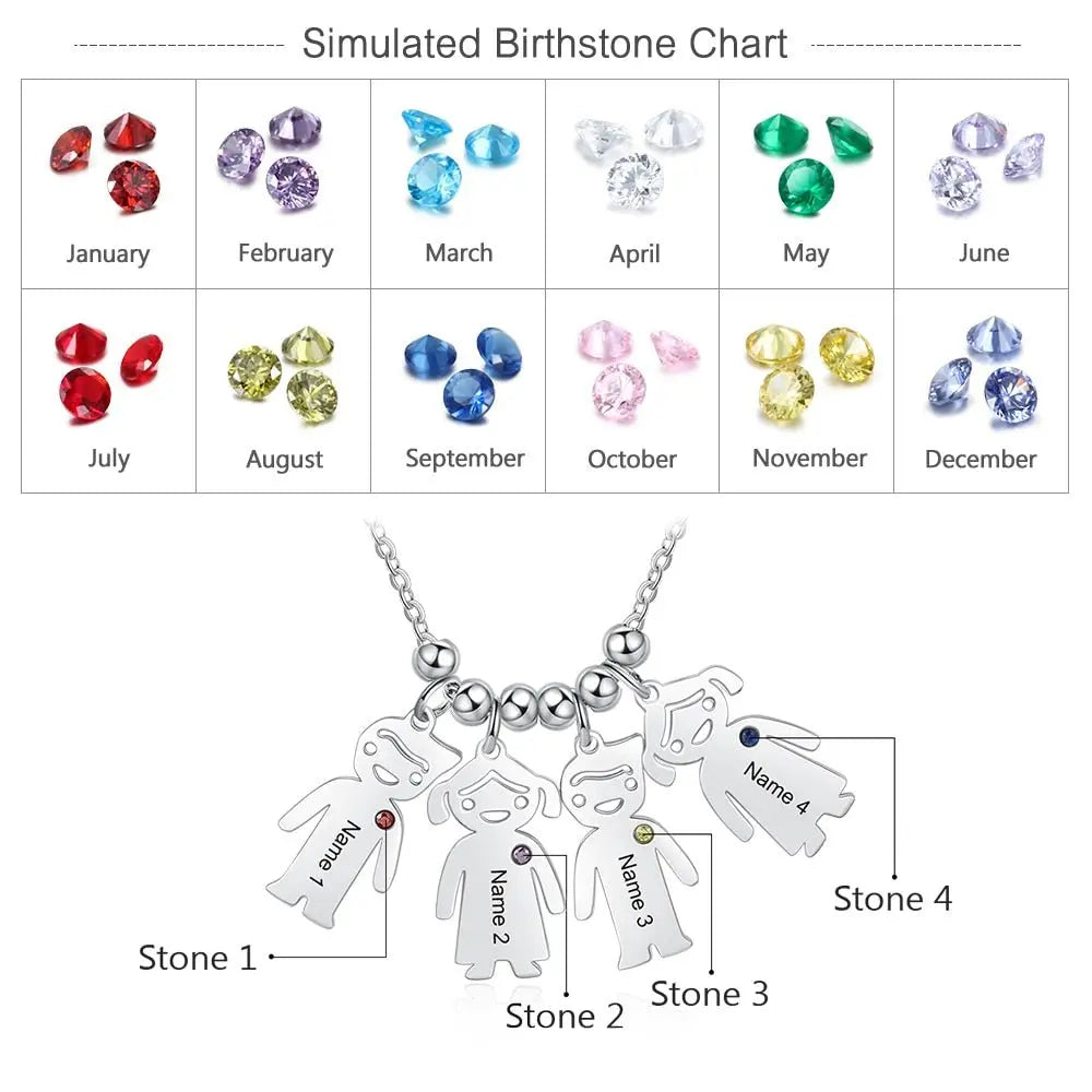 Boy Girl Pendant Name Necklace Customized Birthstone Jewelry Gift - Blade & Thread