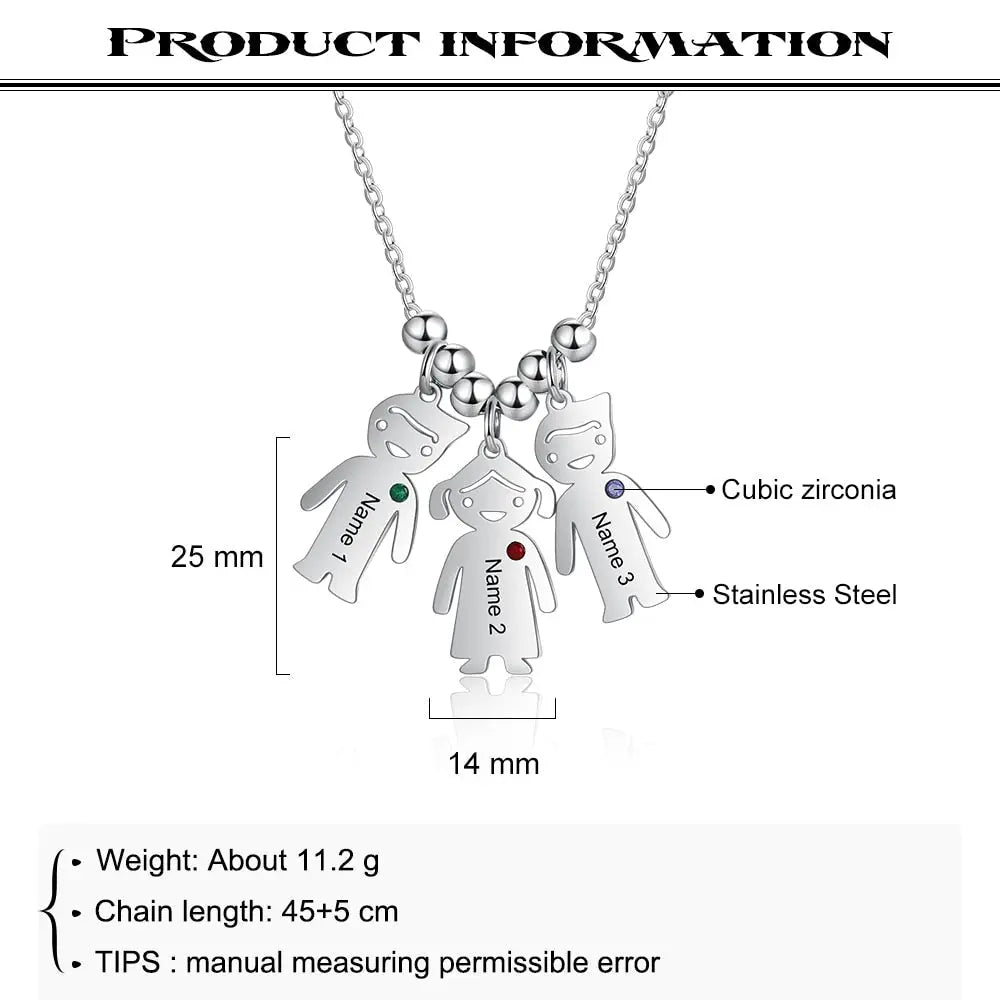 Boy Girl Pendant Name Necklace Customized Birthstone Jewelry Gift nowadaysfashion