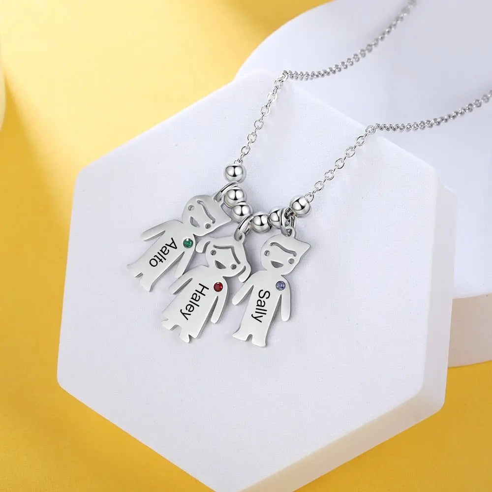 Boy Girl Pendant Name Necklace Customized Birthstone Jewelry Gift - Blade & Thread