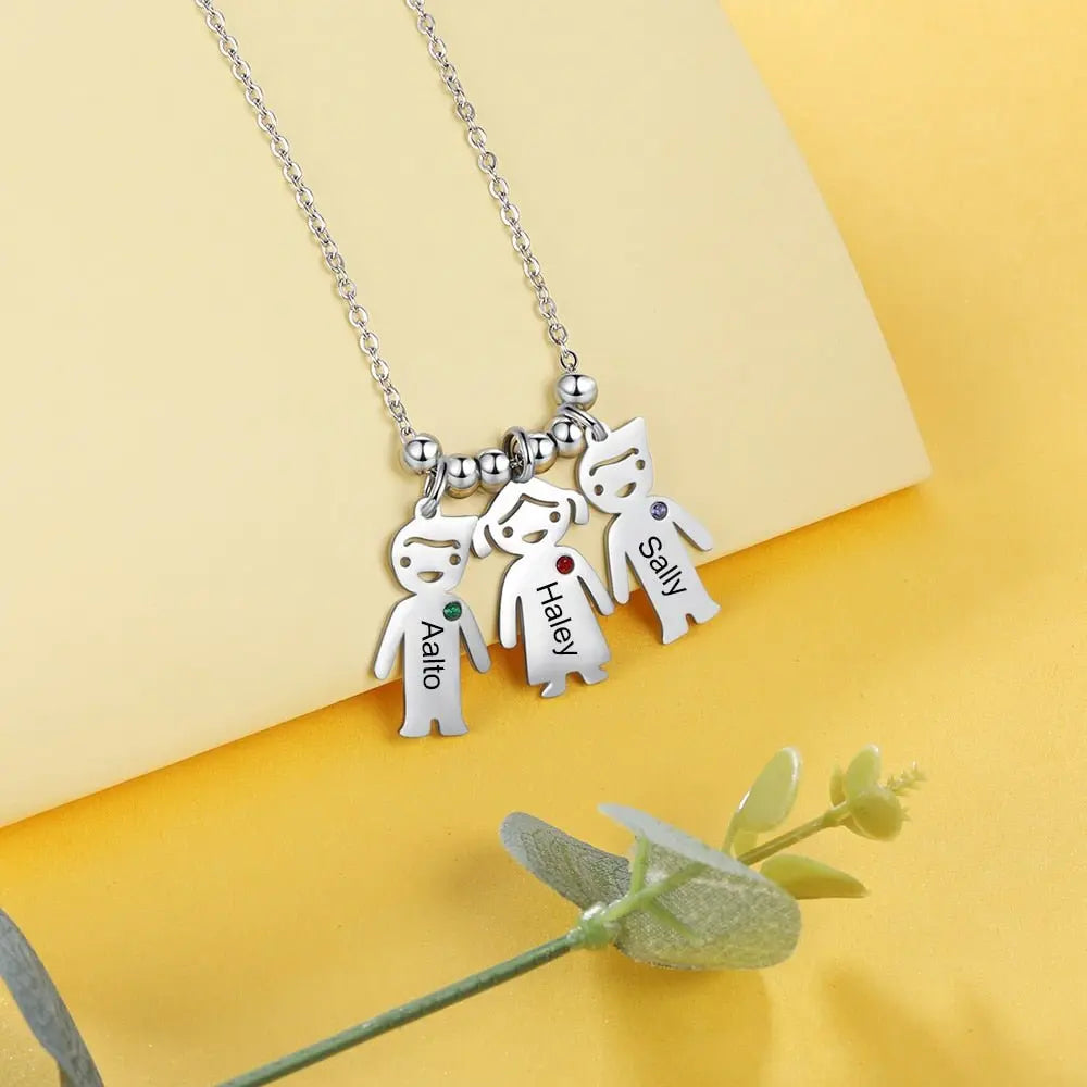 Boy Girl Pendant Name Necklace Customized Birthstone Jewelry Gift - Blade & Thread