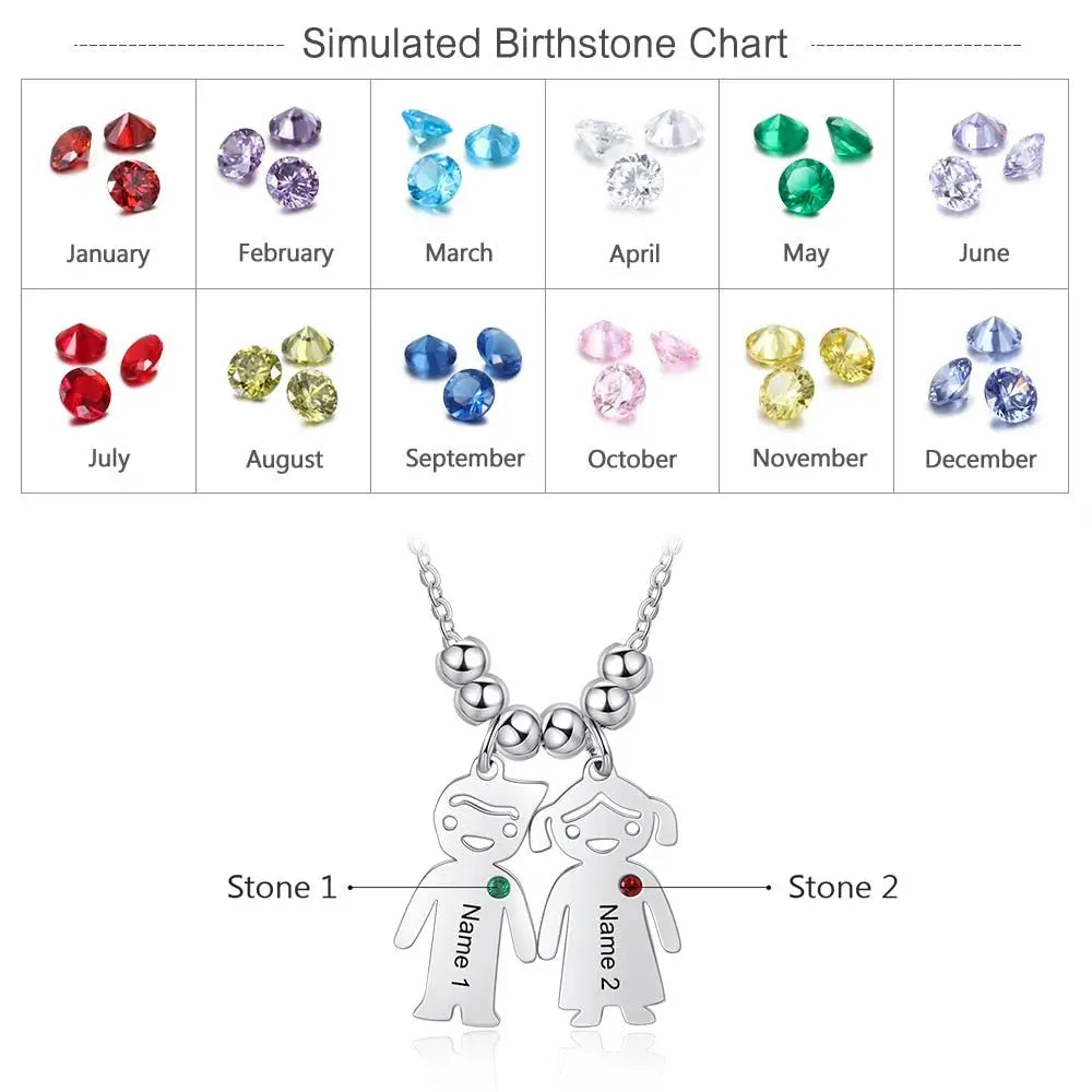 Boy Girl Pendant Name Necklace Customized Birthstone Jewelry Gift - Blade & Thread