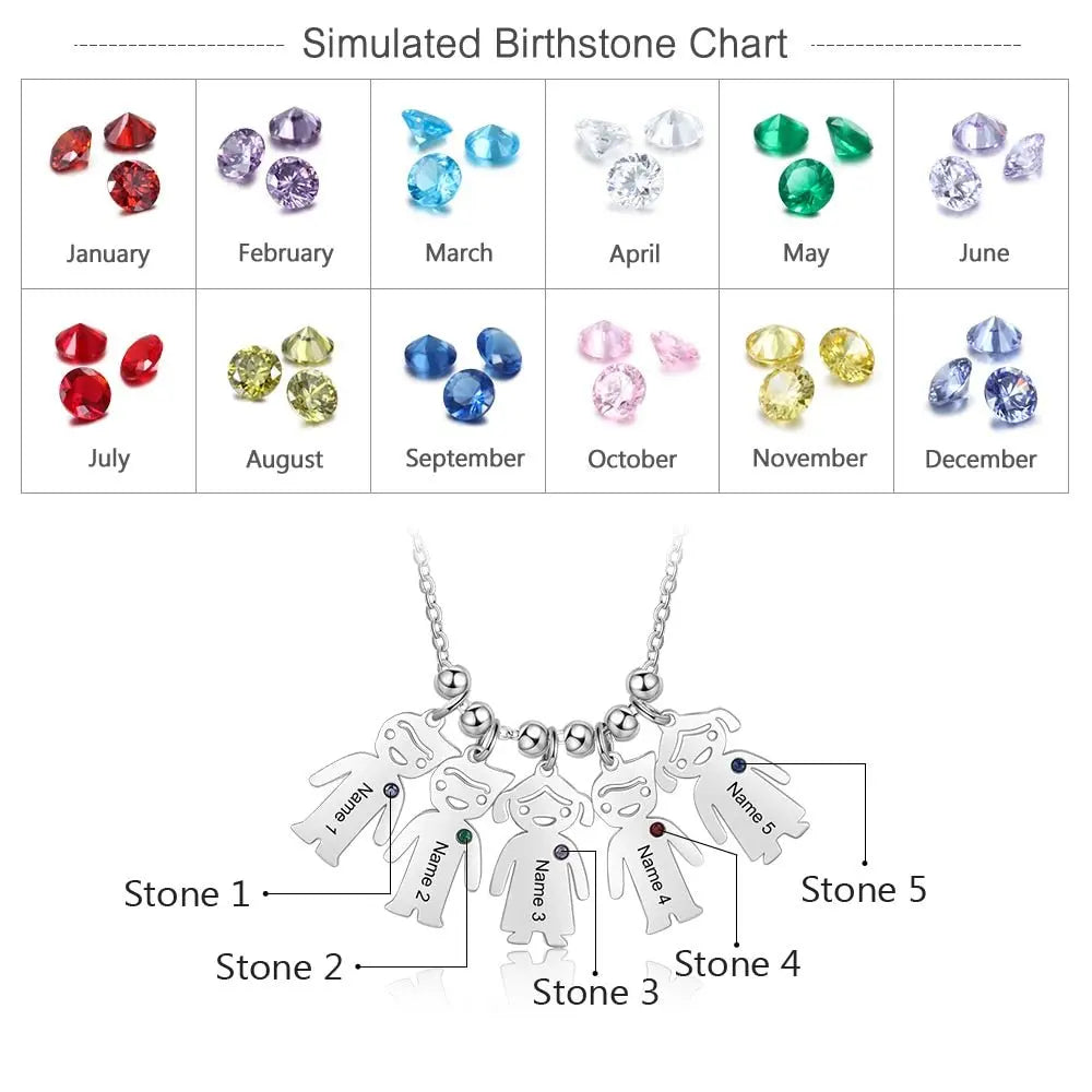Boy Girl Pendant Name Necklace Customized Birthstone Jewelry Gift - Blade & Thread